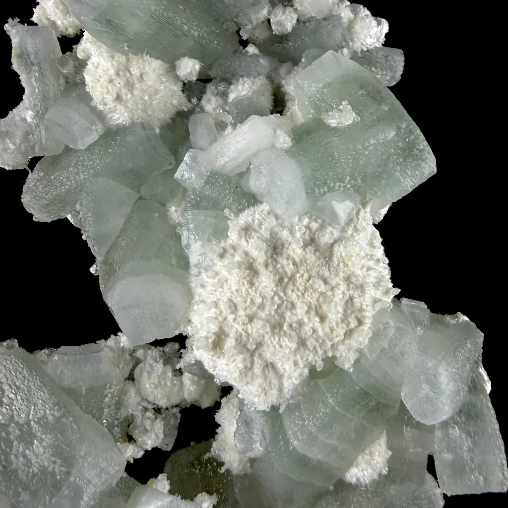 Green Apophyllite with Cotton-Ball Mordenite & Stilbite - Raw Indian Zeolite Cluster from Ahilyanagar ,India - image 3