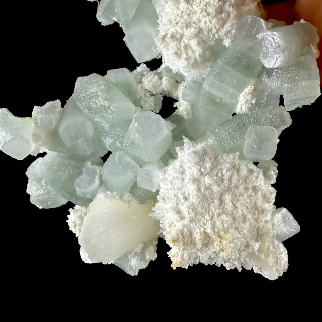 Green Apophyllite with Cotton-Ball Mordenite & Stilbite - Raw Indian Zeolite Cluster from Ahilyanagar ,India - image 5
