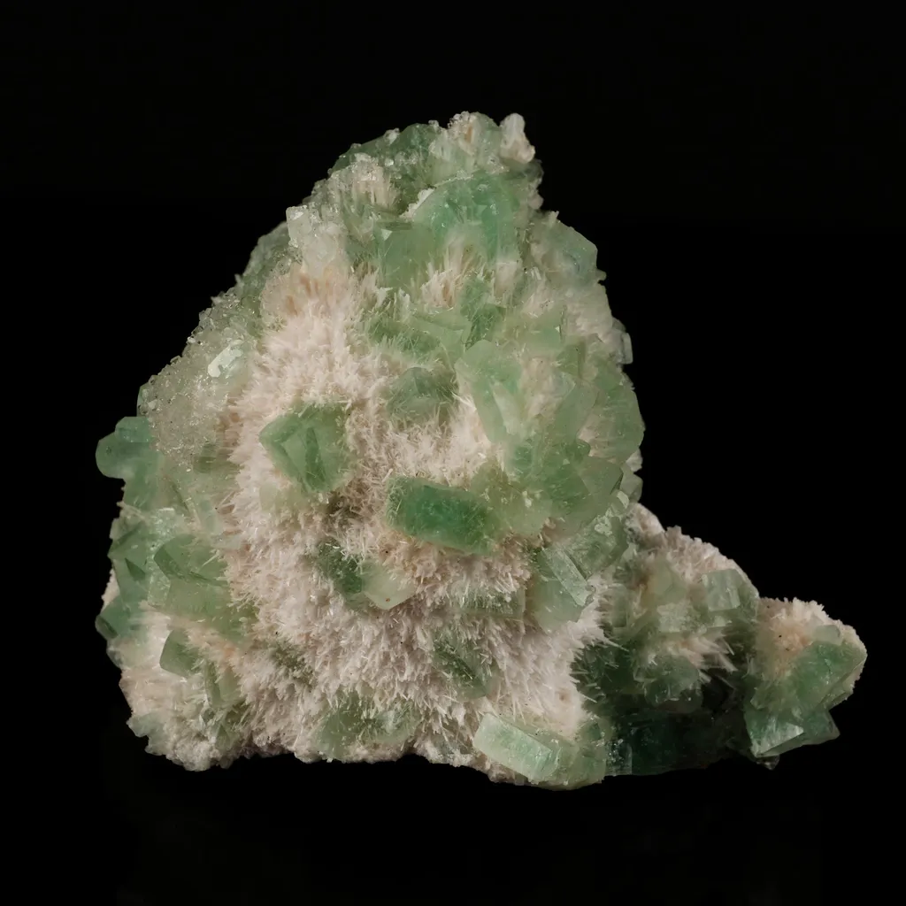 Green Apophyllite with Mordenite Natural Mineral Specimen image