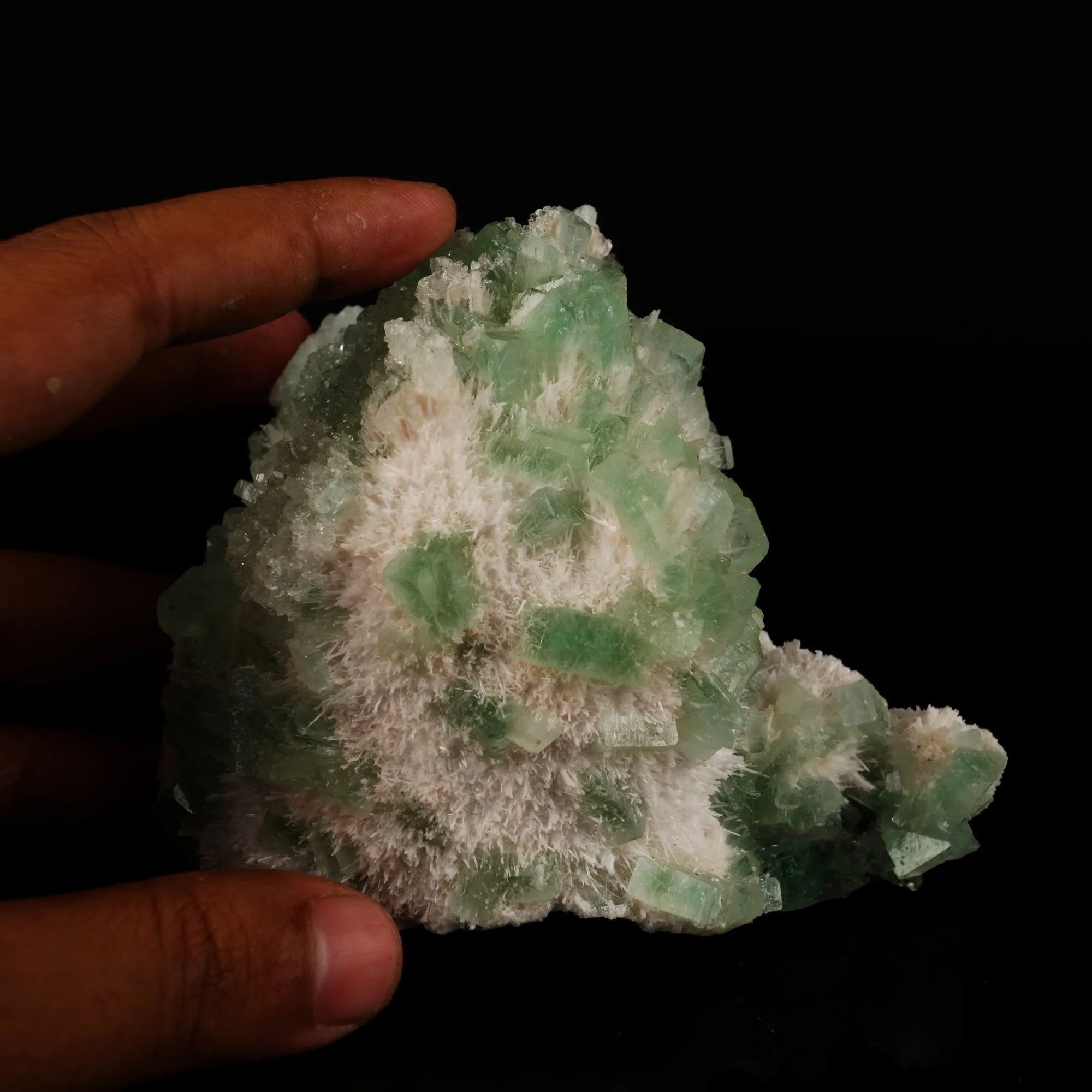 Green Apophyllite with Mordenite Natural Mineral Specimen - image 5