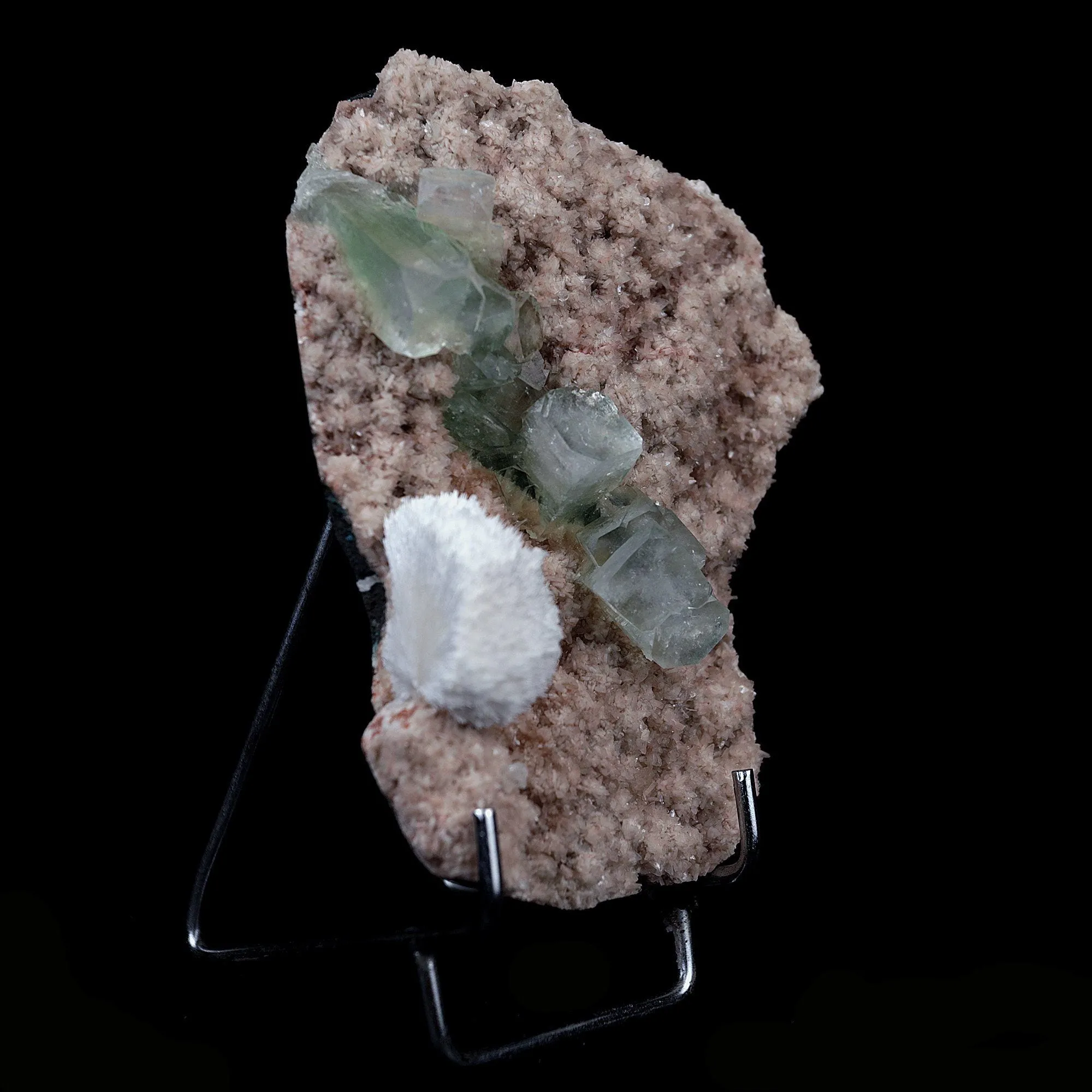 Green Apophyllite with Mordenite on Heulandite Natural Mineral Specimen - image 3