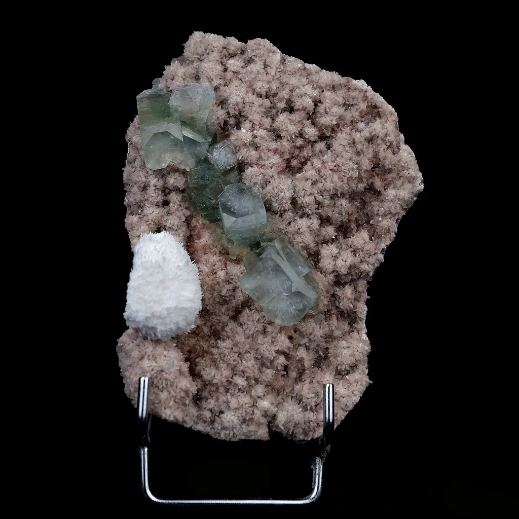 Green Apophyllite with Mordenite on Heulandite Natural Mineral Specimen image