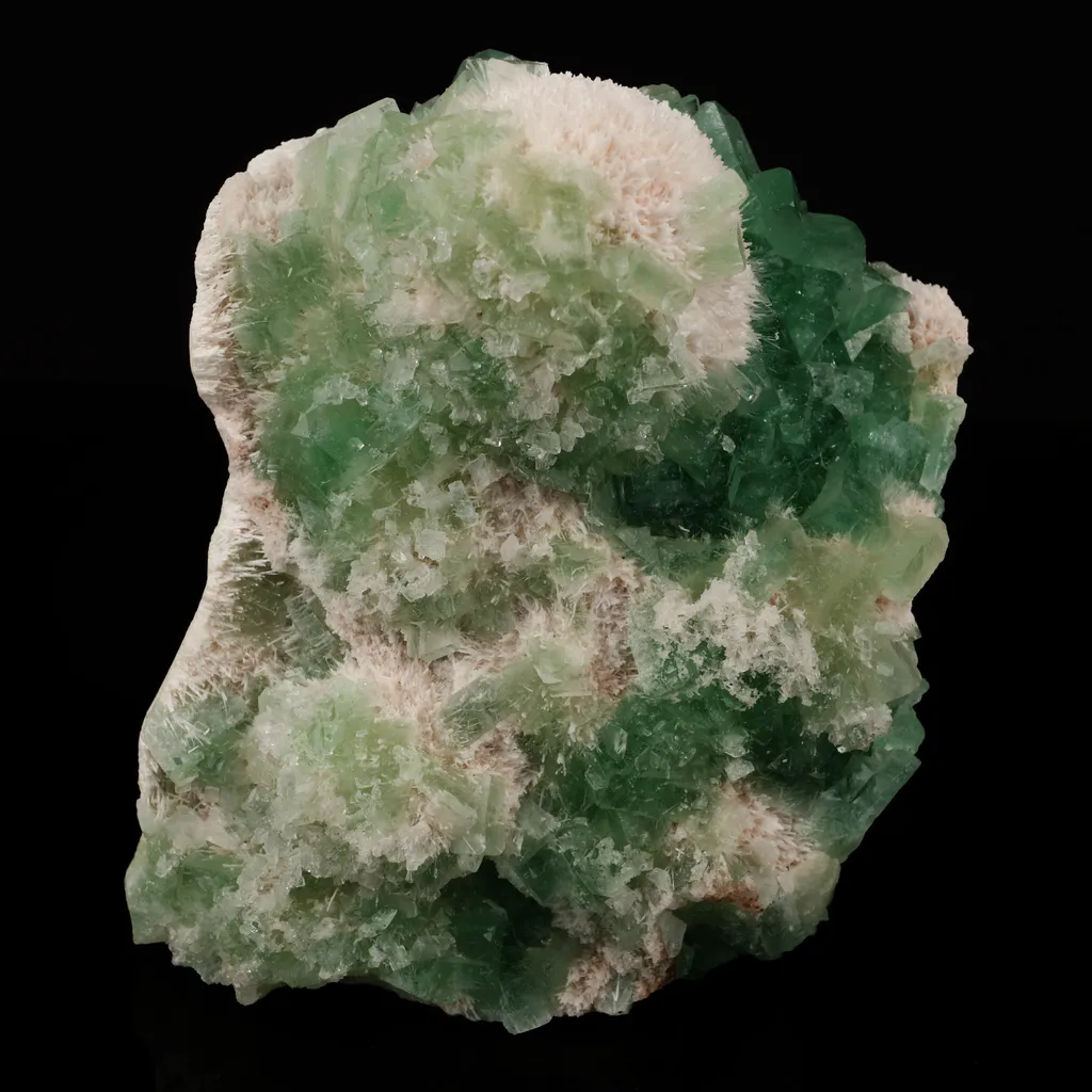 Green Apophyllite with Mordenite self standing Natural Mineral Specimen image