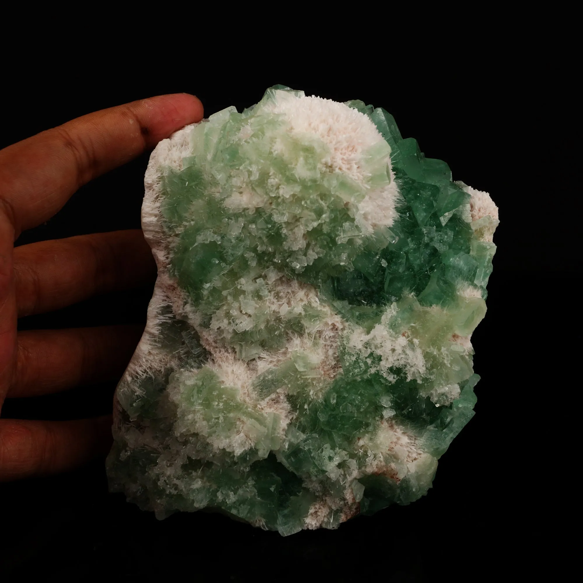 Green Apophyllite with Mordenite self standing Natural Mineral Specimen - image 4