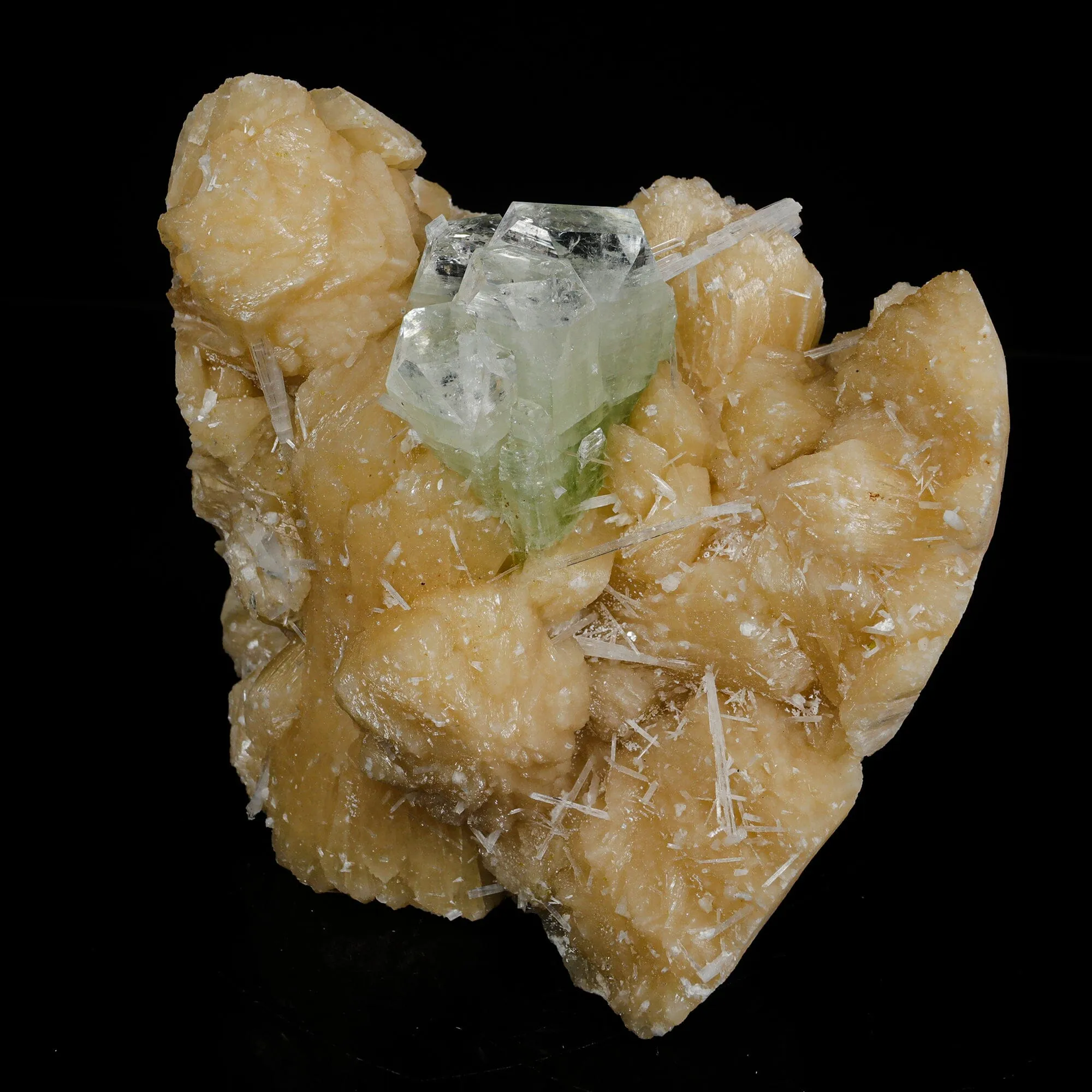Green Apophyllite with Scolecite on Stilbite – Premium Zeolite Mineral Specimen - image 2