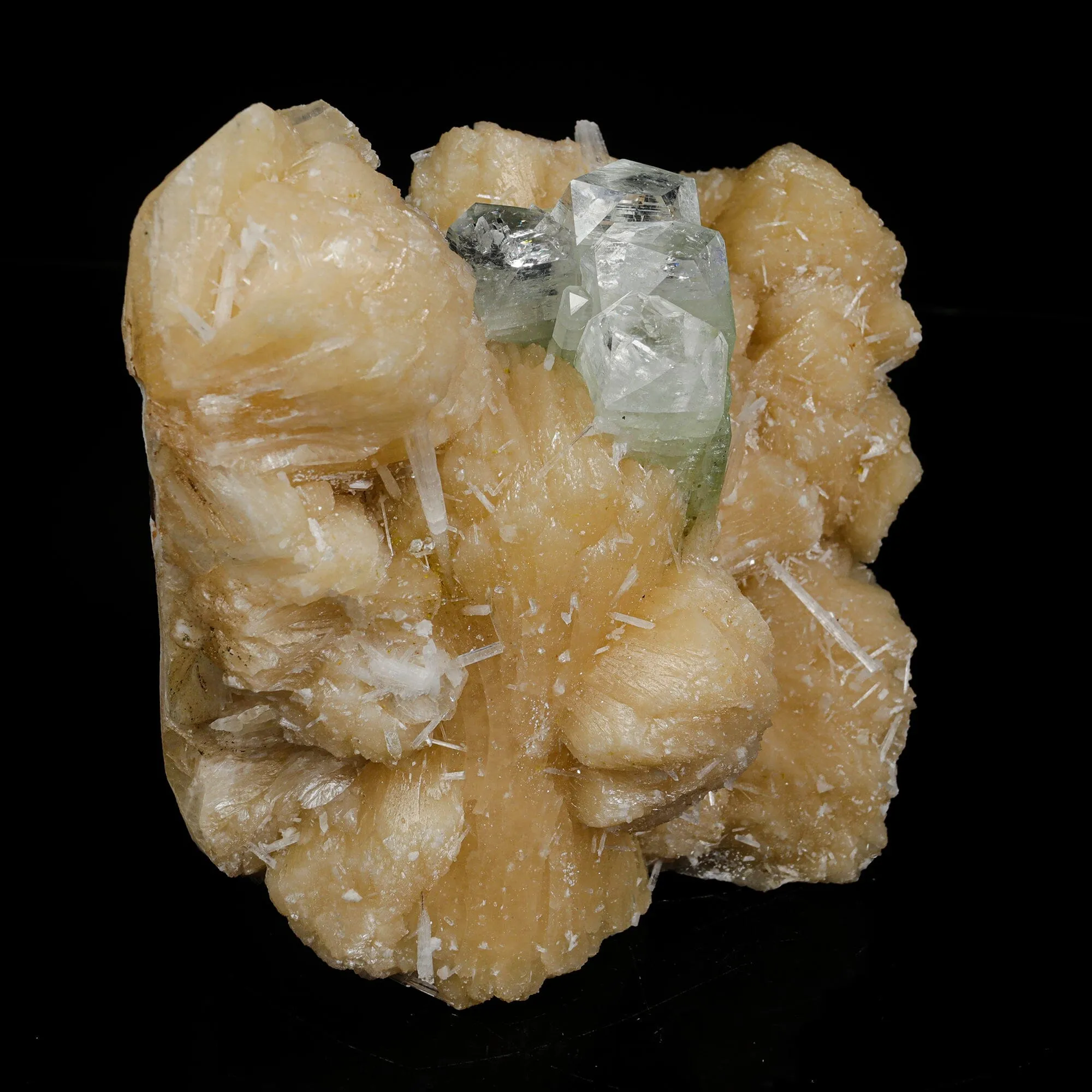 Green Apophyllite with Scolecite on Stilbite – Premium Zeolite Mineral Specimen - image 3