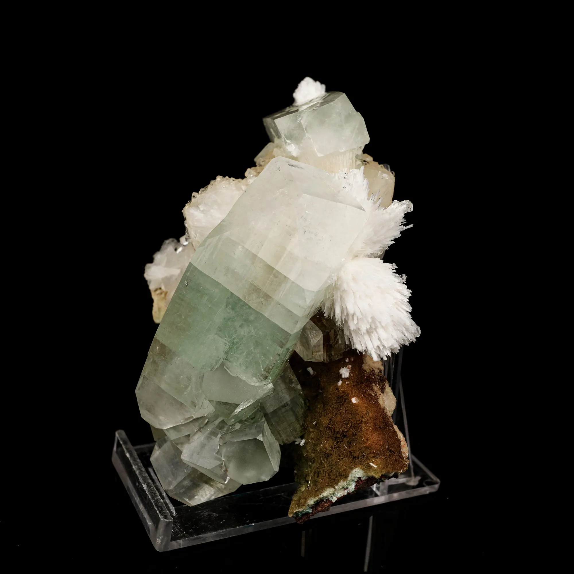 Green Apophyllite with Scolecite Spray Natural Mineral Specimen - image 2