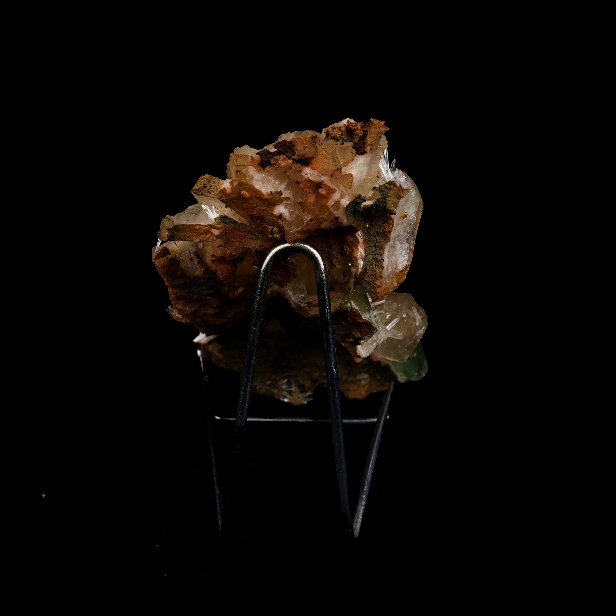 Green Apophyllite with Scolecite Sprays on Stilbite Natural Mineral Specimen - image 4