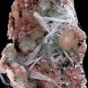 Green Apophyllite with Scolecite Sprays on Stilbite Natural Mineral Specimen - image 6