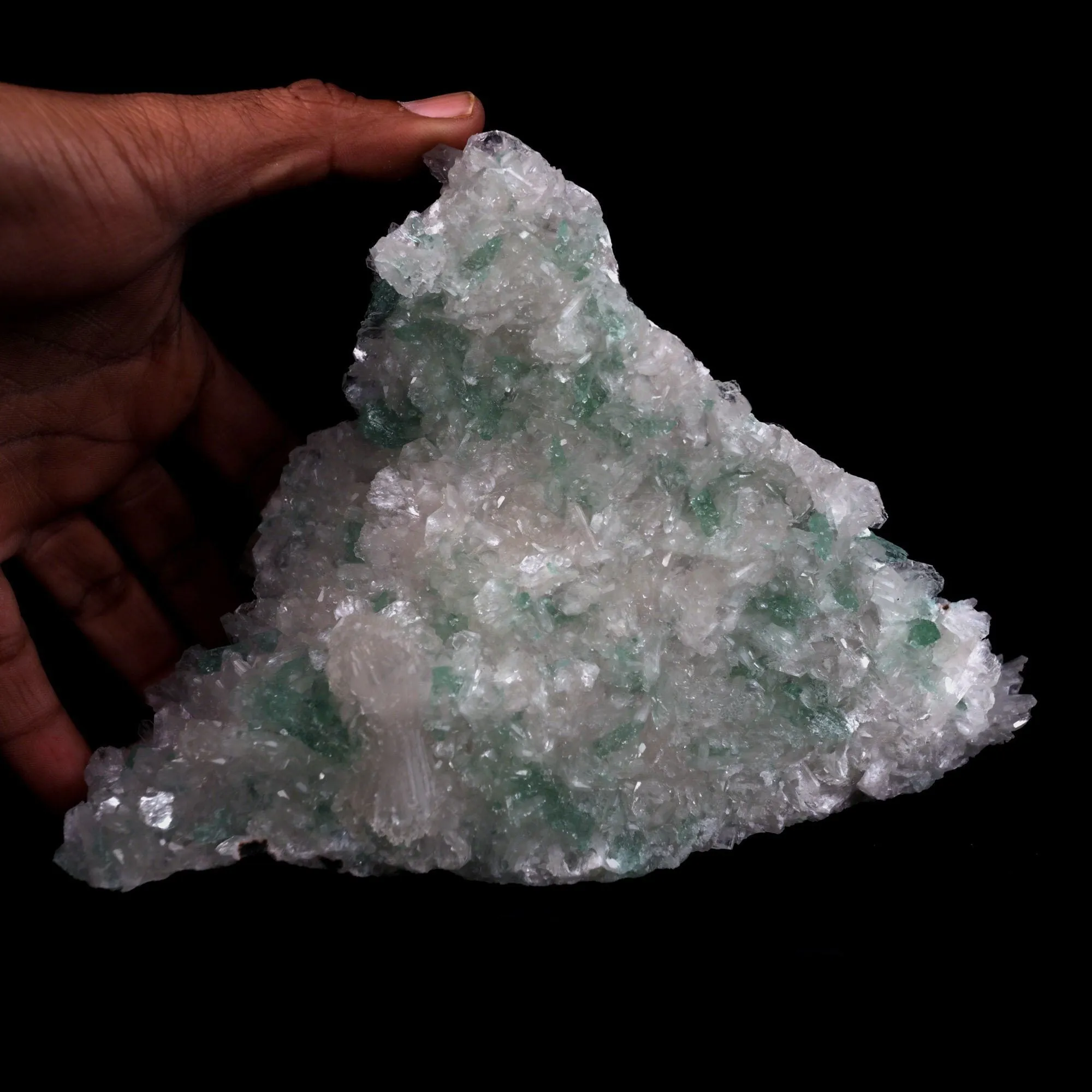 Green Apophyllite with Stilbite big Cluster Natural Mineral Specimen - image 4