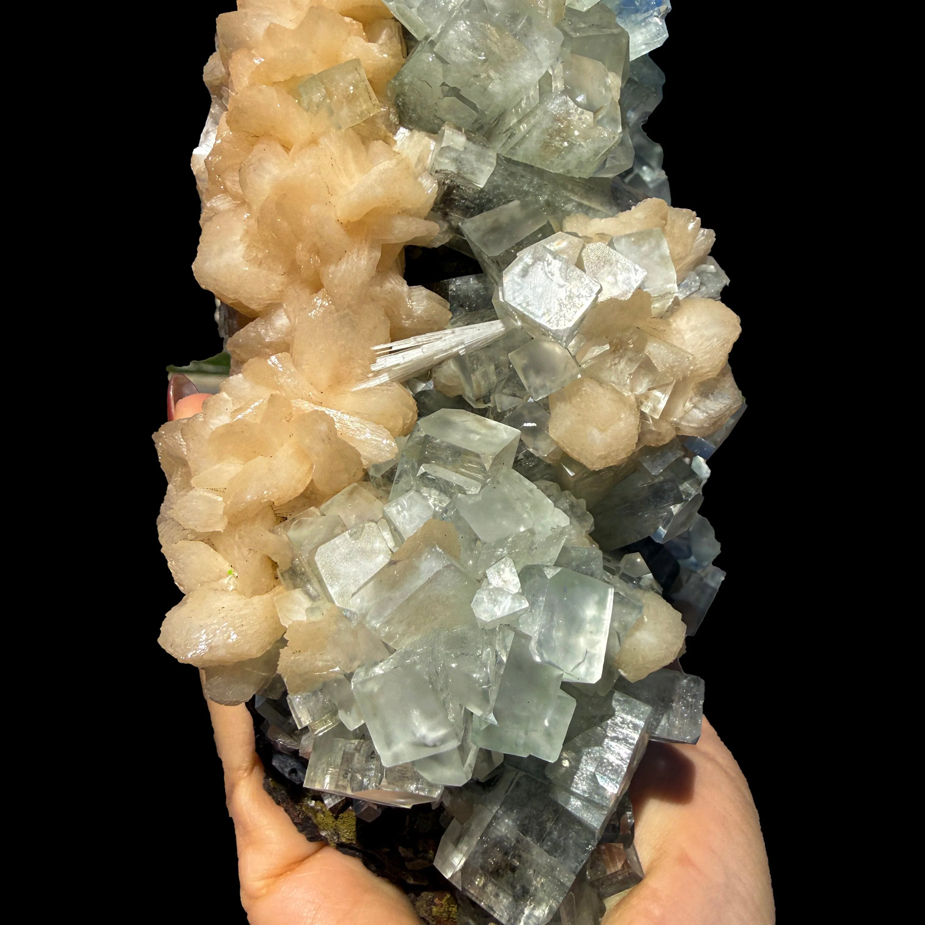 Green Apophyllite with Stilbite Crystal Cluster – Natural Indian Zeolite Mineral Specimen | Cubic Apophyllite Formation, Collector Display Piece - image 5