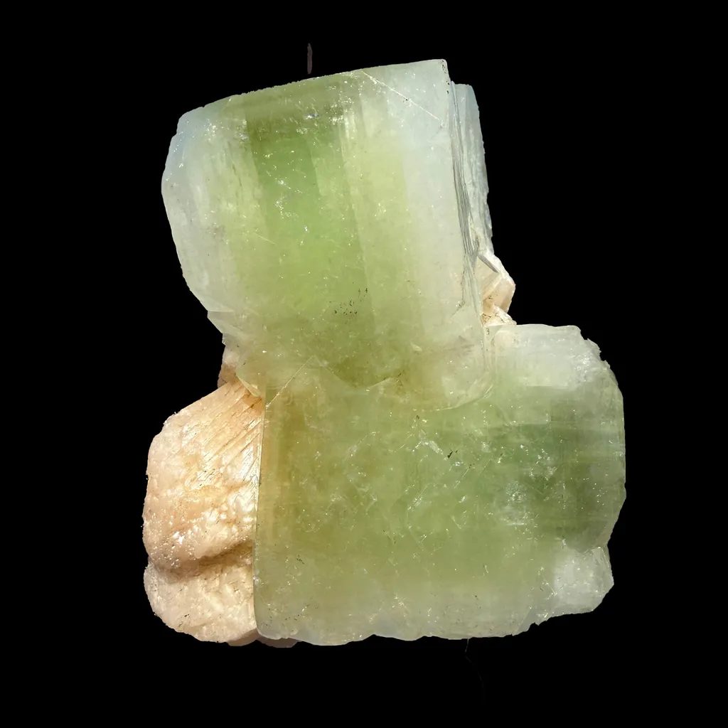 Green Apophyllite with Stilbite from Nashik Maharashtra India | Natural Zeolite Mineral Specimen image