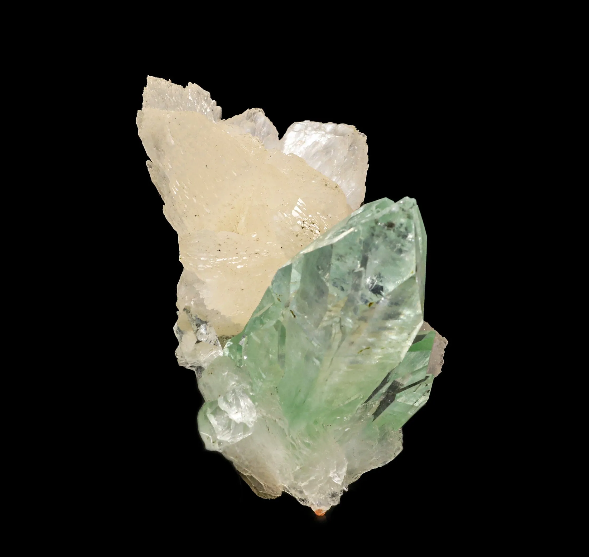 Green Apophyllite With Stilbite Natural Mineral Specimen - image 3