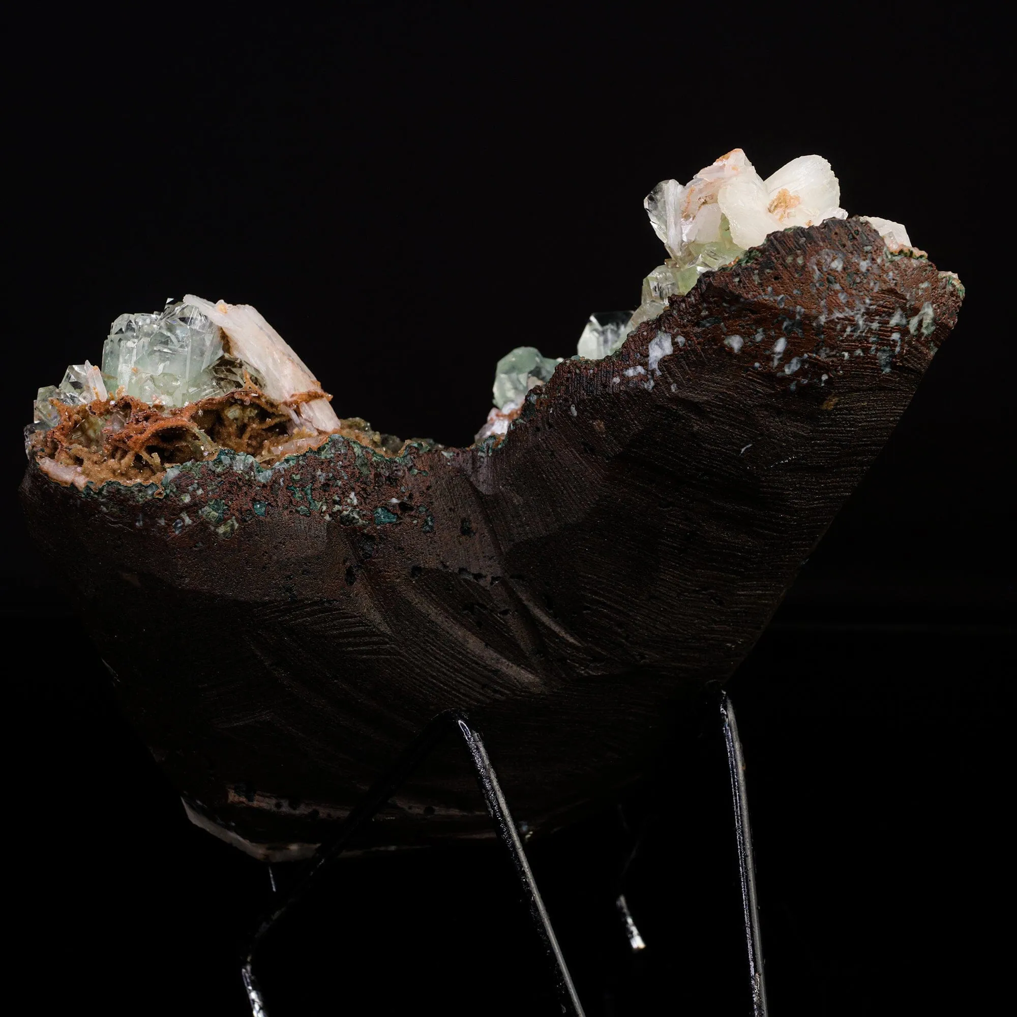 Green Apophyllite with Stilbite Natural Mineral Specimen - image 4