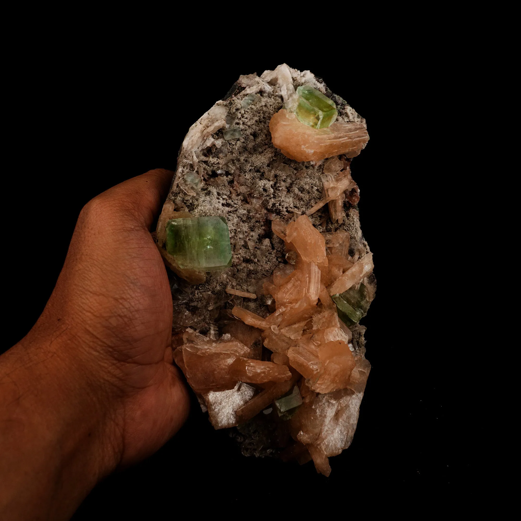 Green Apophyllite with Stilbite Natural Mineral Specimen - image 4