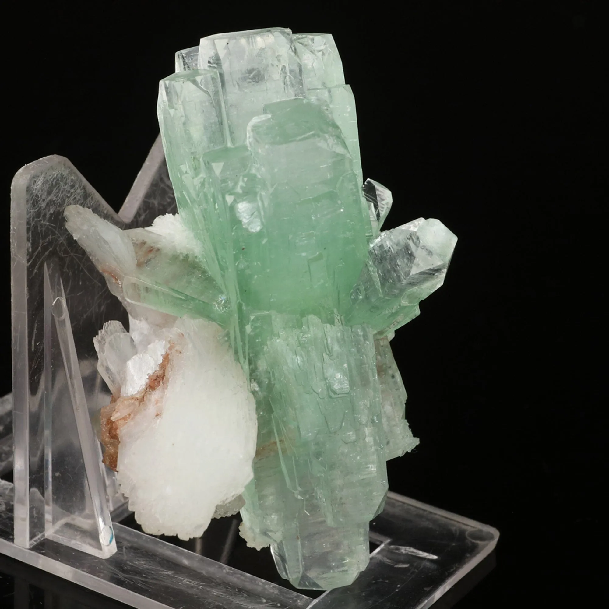 Green Apophyllite with Stilbite Natural Mineral Specimen - image 3