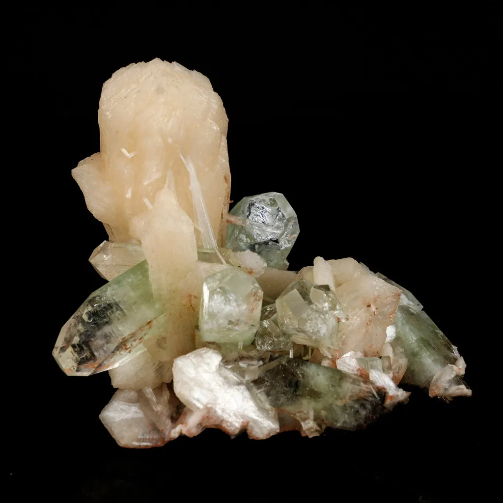 Green Apophyllite with Stilbite Natural Mineral Specimen image