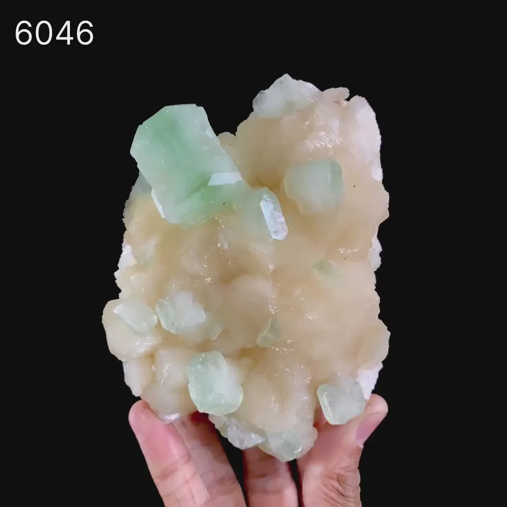 Green Apophyllite with Stilbite Natural Mineral Specimen - image 6