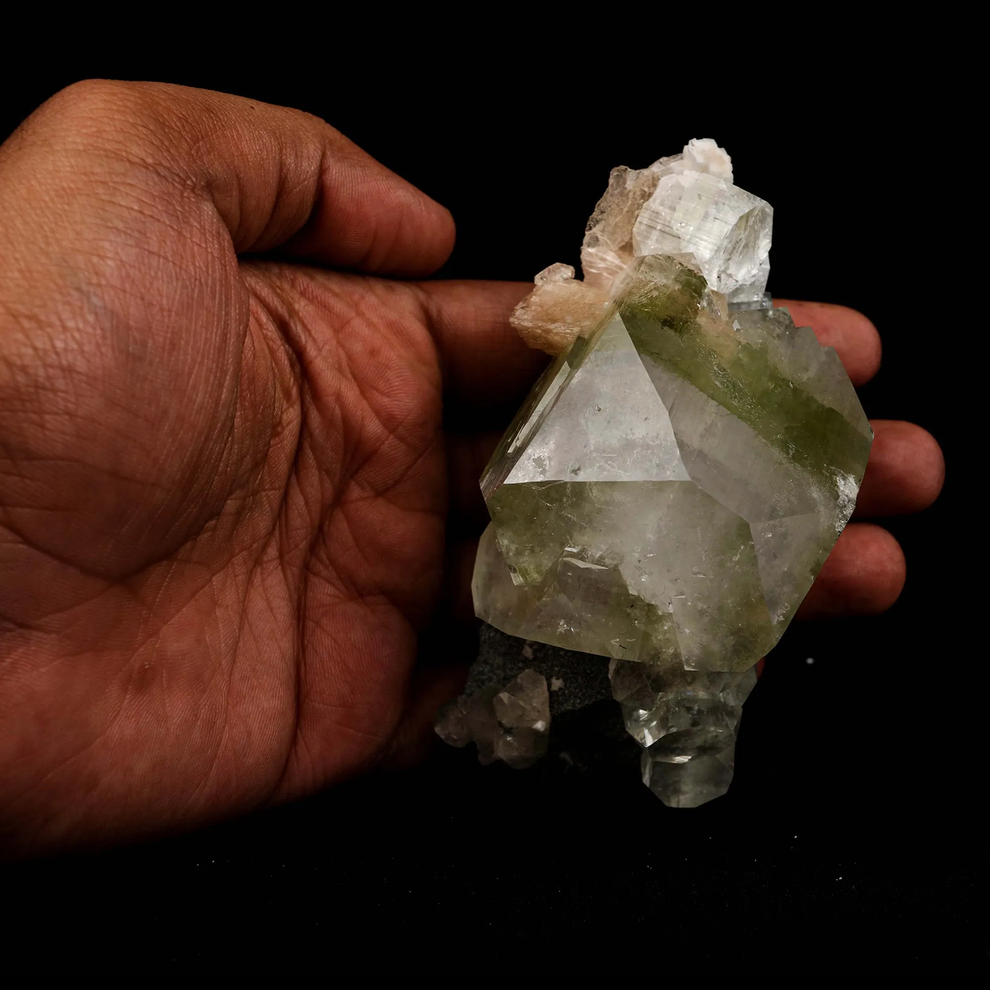 Green Apophyllite with Stilbite Natural Mineral Specimen - image 4