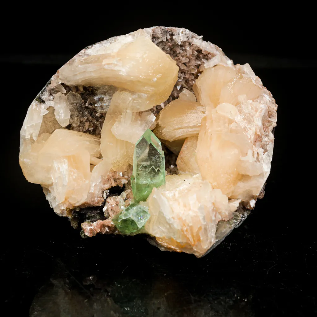 Green Apophyllite With Stilbite Natural Mineral Specimen image