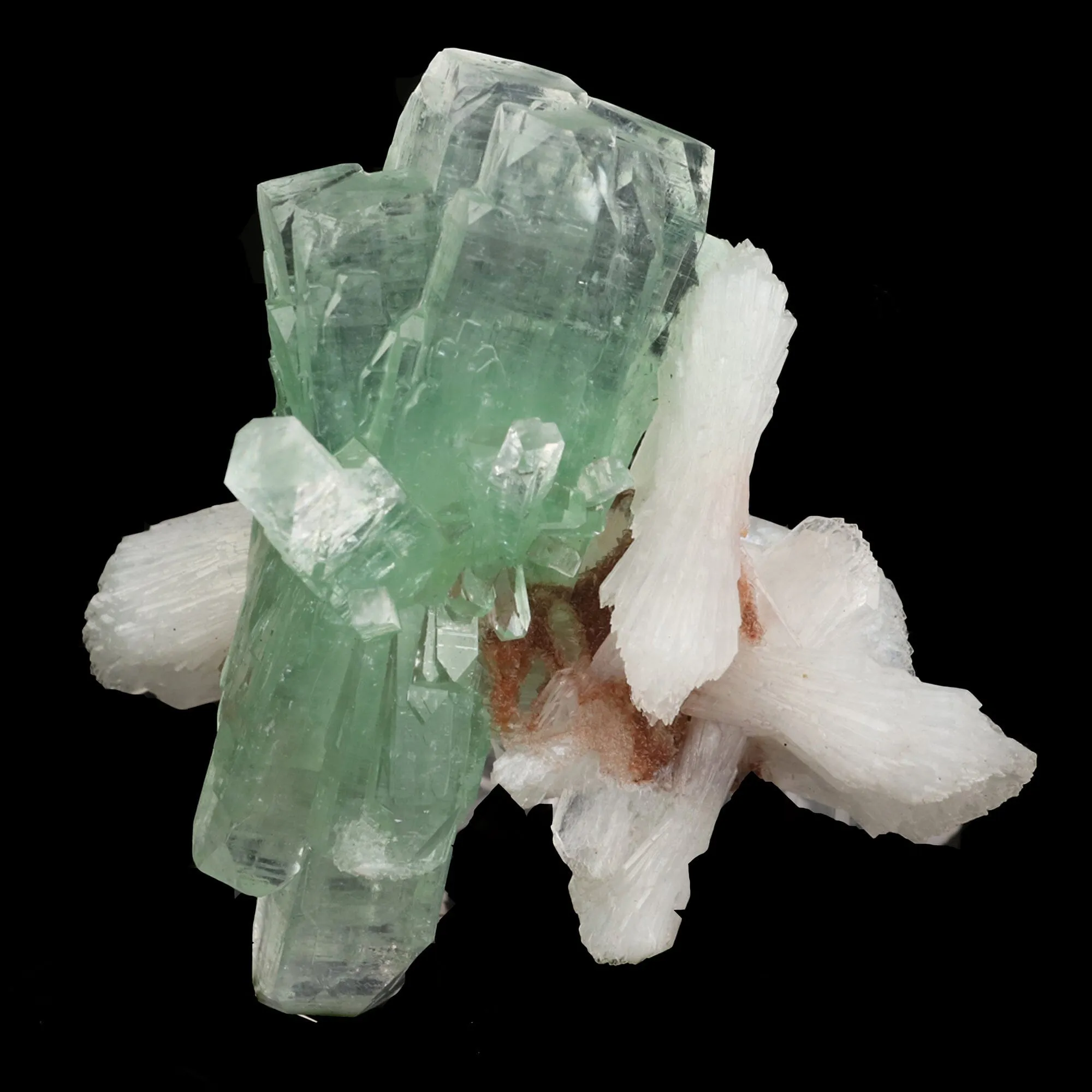 Green Apophyllite with Stilbite Natural Mineral Specimen - image 2