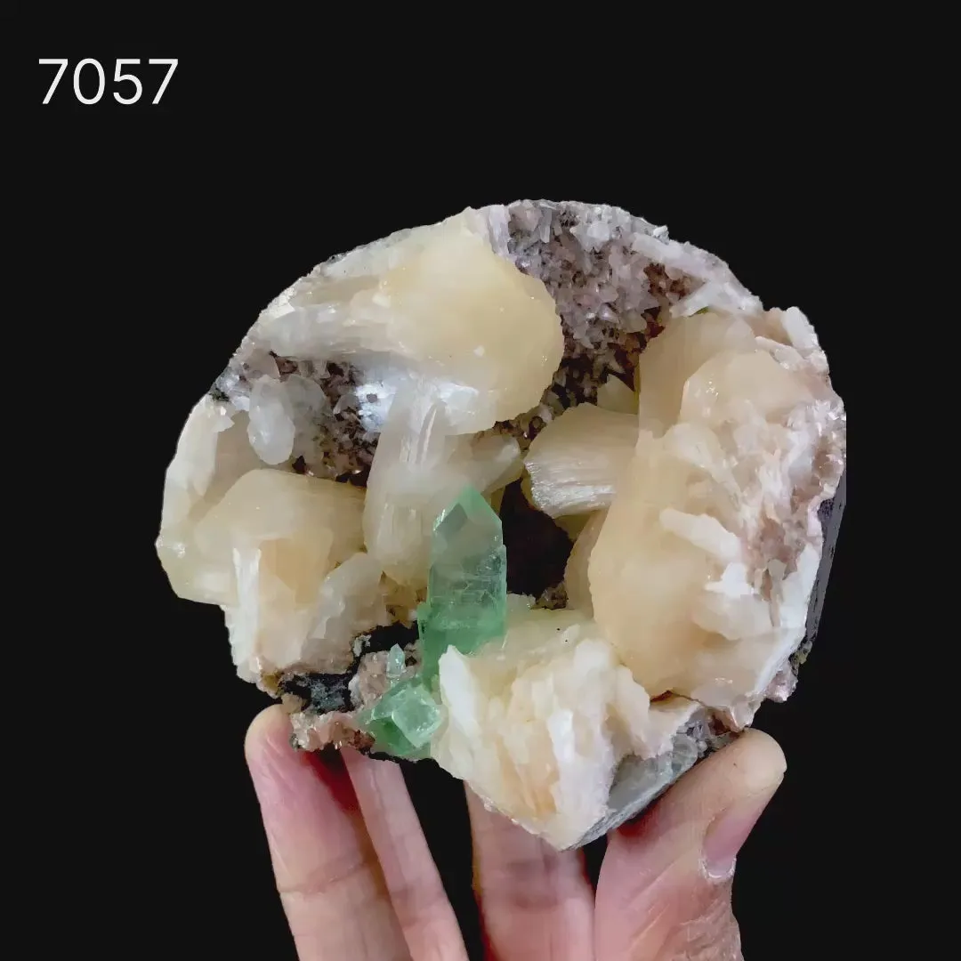 Green Apophyllite With Stilbite Natural Mineral Specimen - image 6