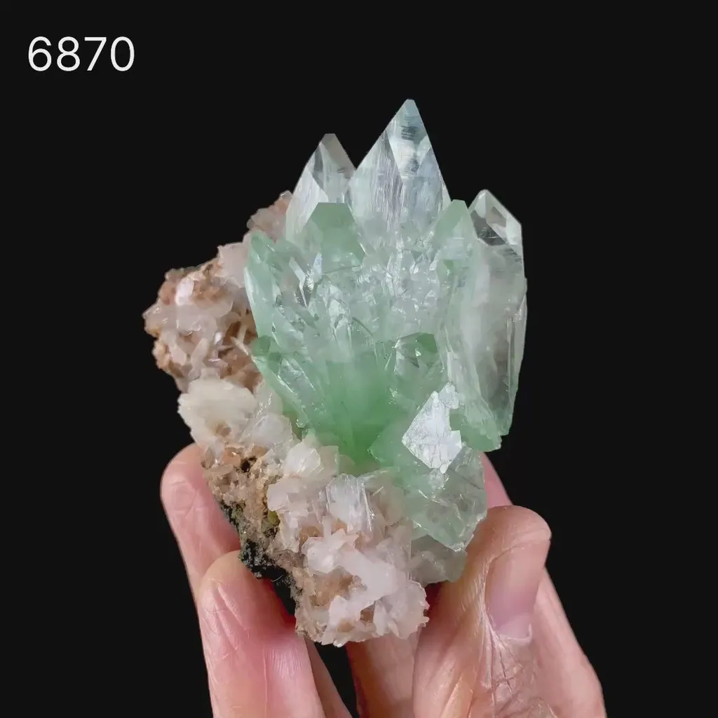 Green Apophyllite with Stilbite Natural Mineral Specimen - image 6