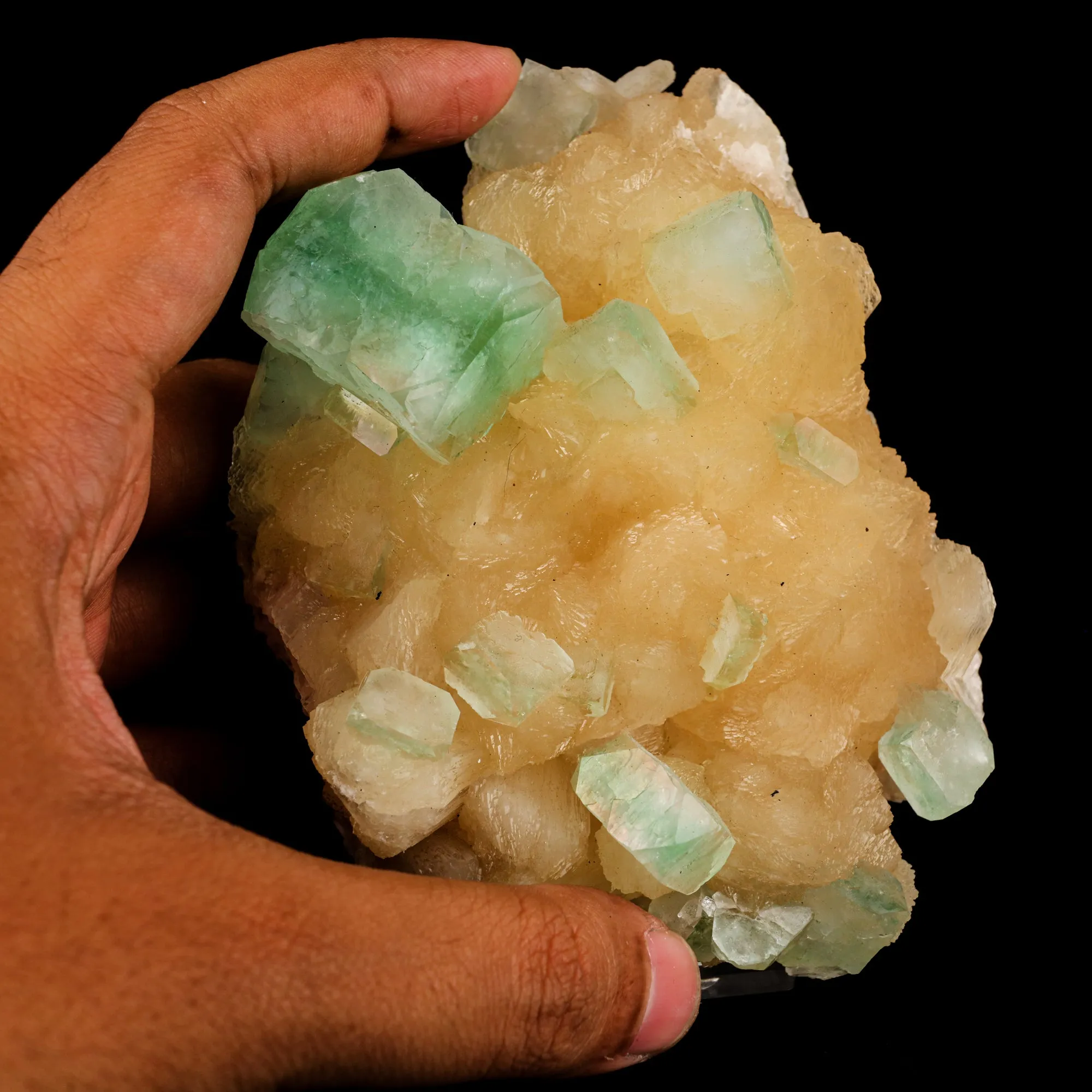 Green Apophyllite with Stilbite Natural Mineral Specimen - image 4