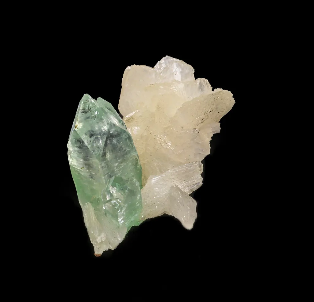 Green Apophyllite With Stilbite Natural Mineral Specimen image