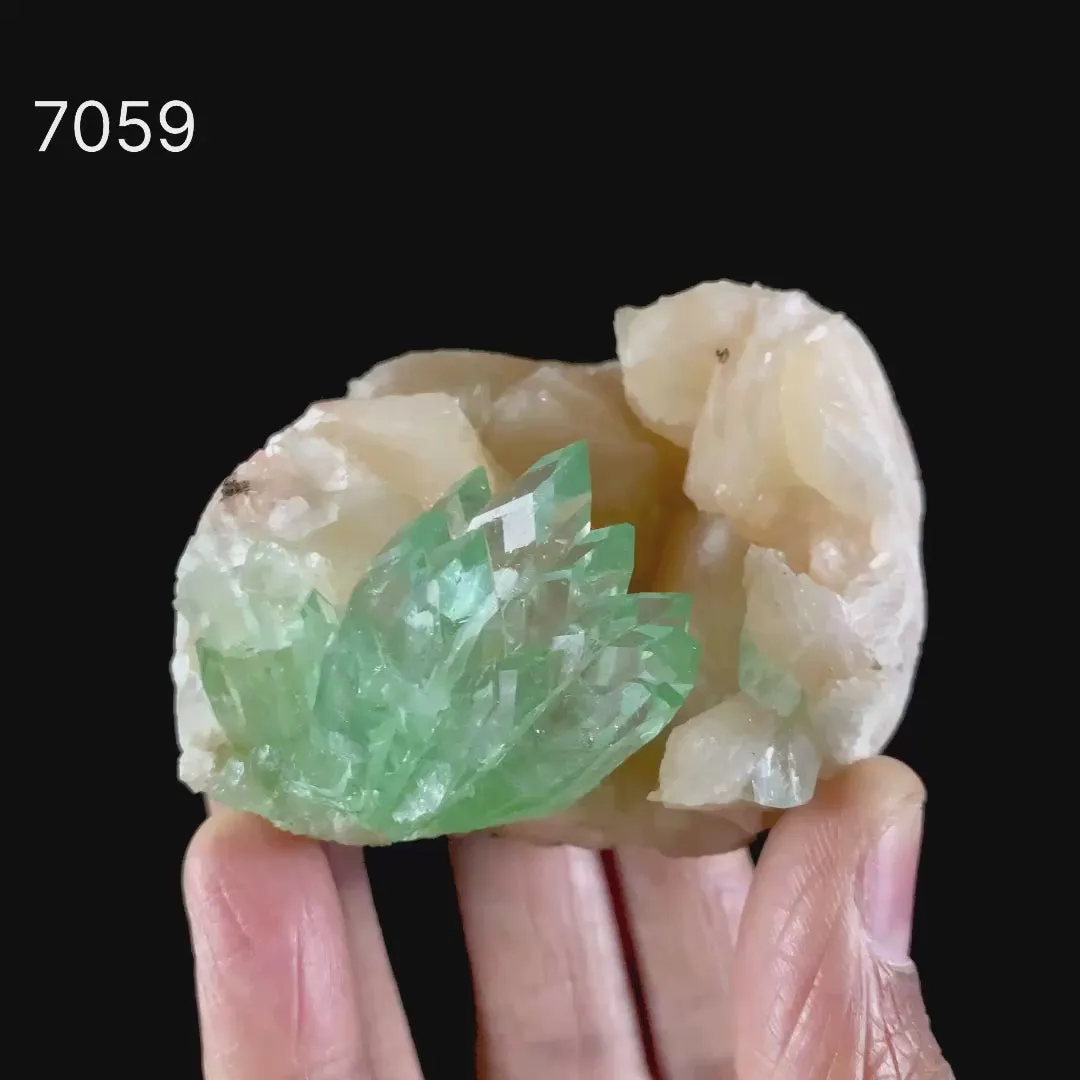 Green Apophyllite With Stilbite Natural Mineral Specimen - image 5