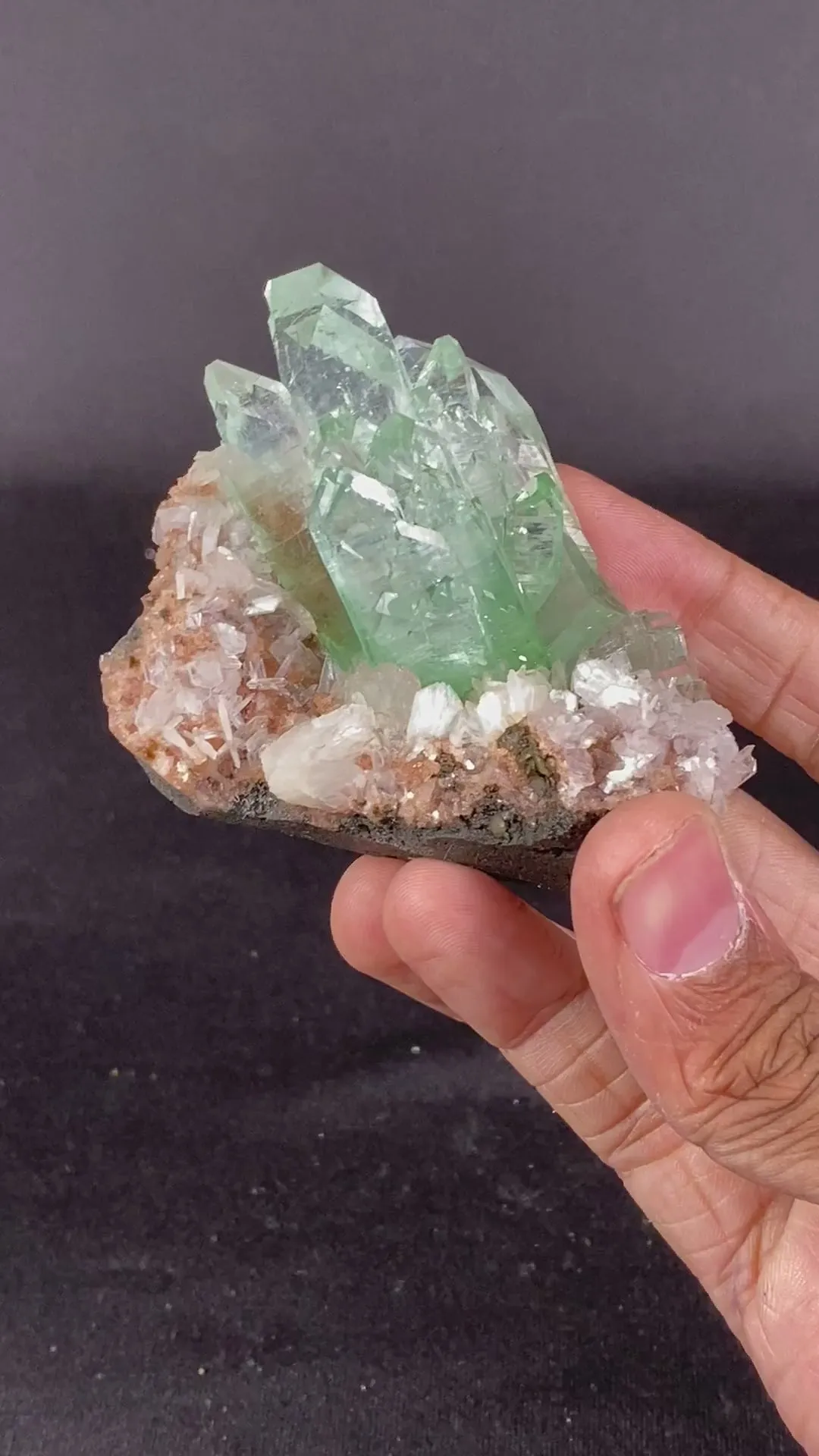 Green Apophyllite with Stilbite Natural Mineral Specimen - image 5