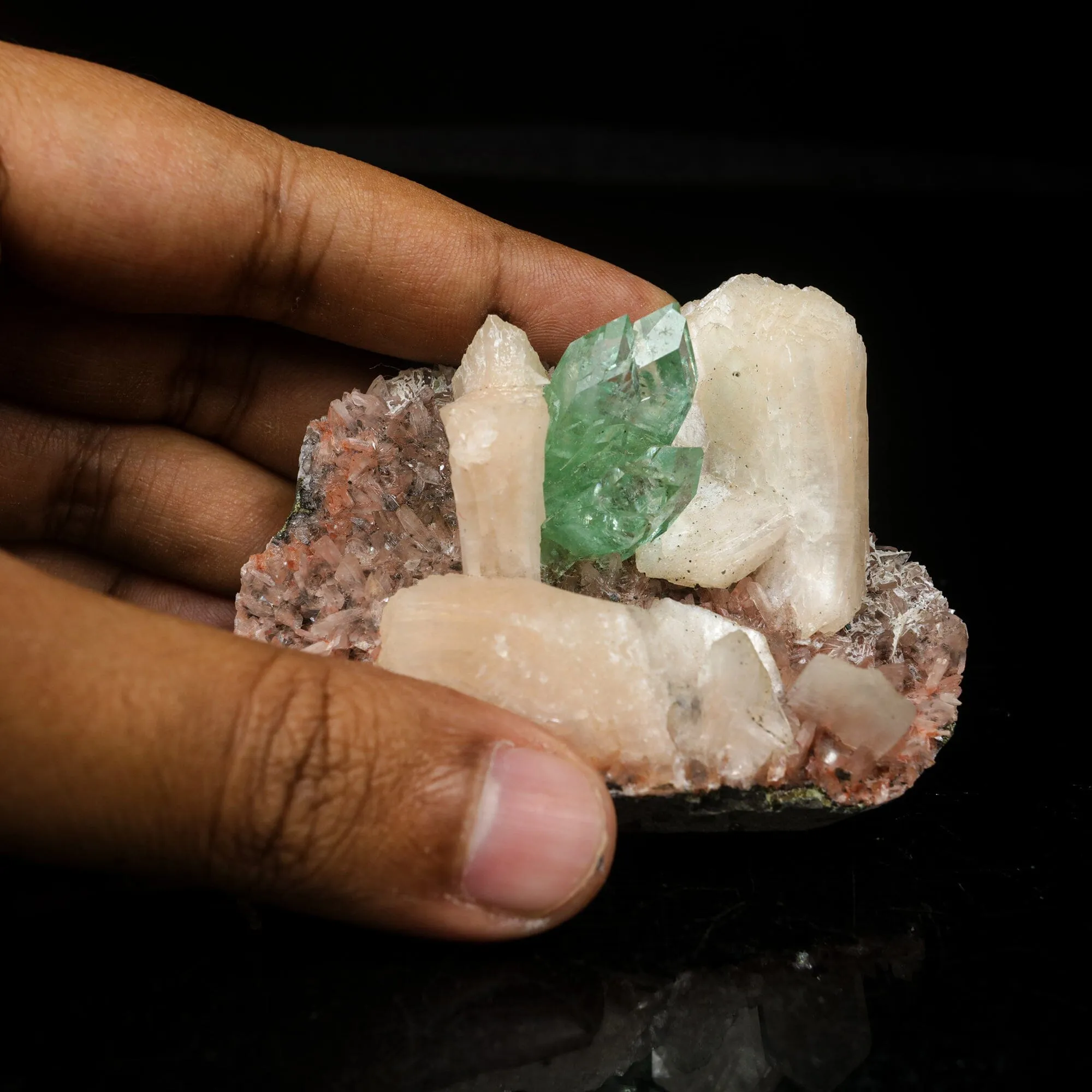 Green Apophyllite With Stilbite Natural Mineral Specimen - image 4