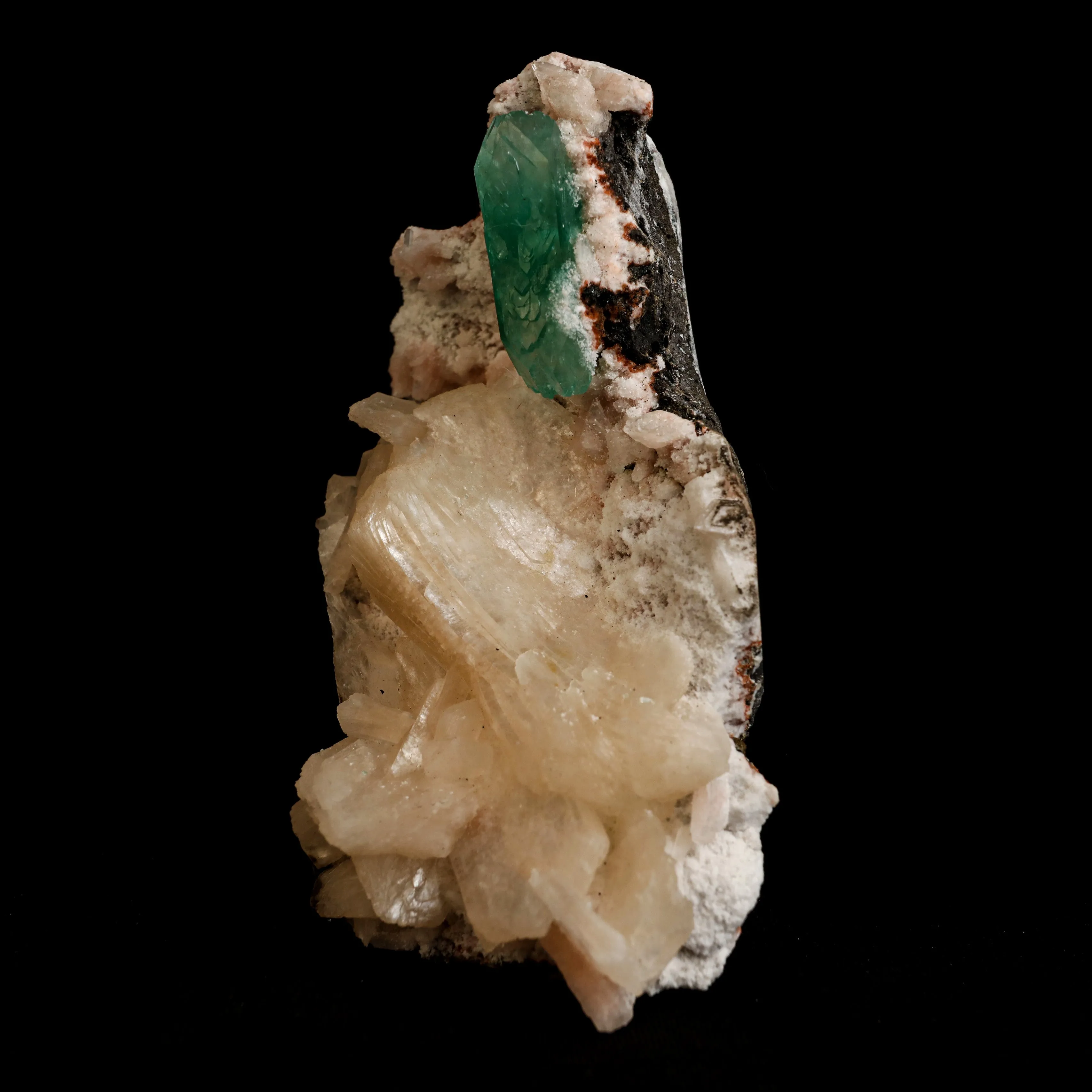Green Apophyllite with Stilbite Natural Mineral Specimen - image 3