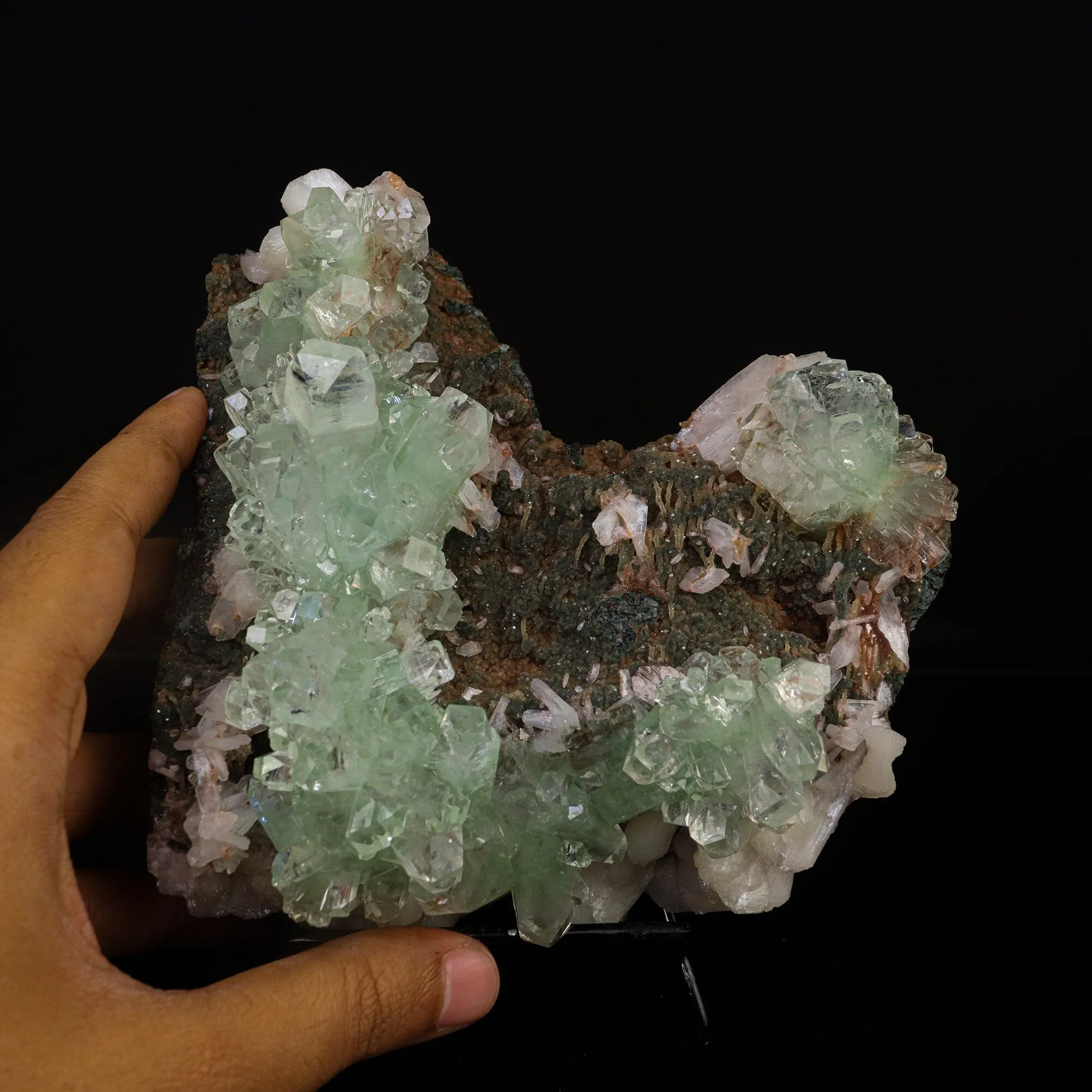 Green Apophyllite with Stilbite Natural Mineral Specimen - image 5