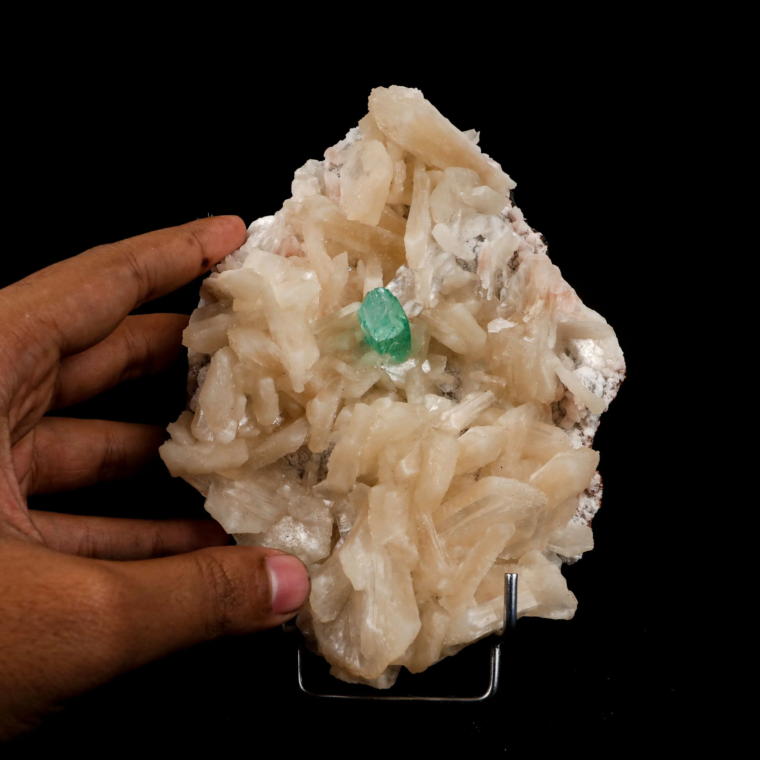 Green Apophyllite with Stilbite Natural Mineral Specimen - image 4