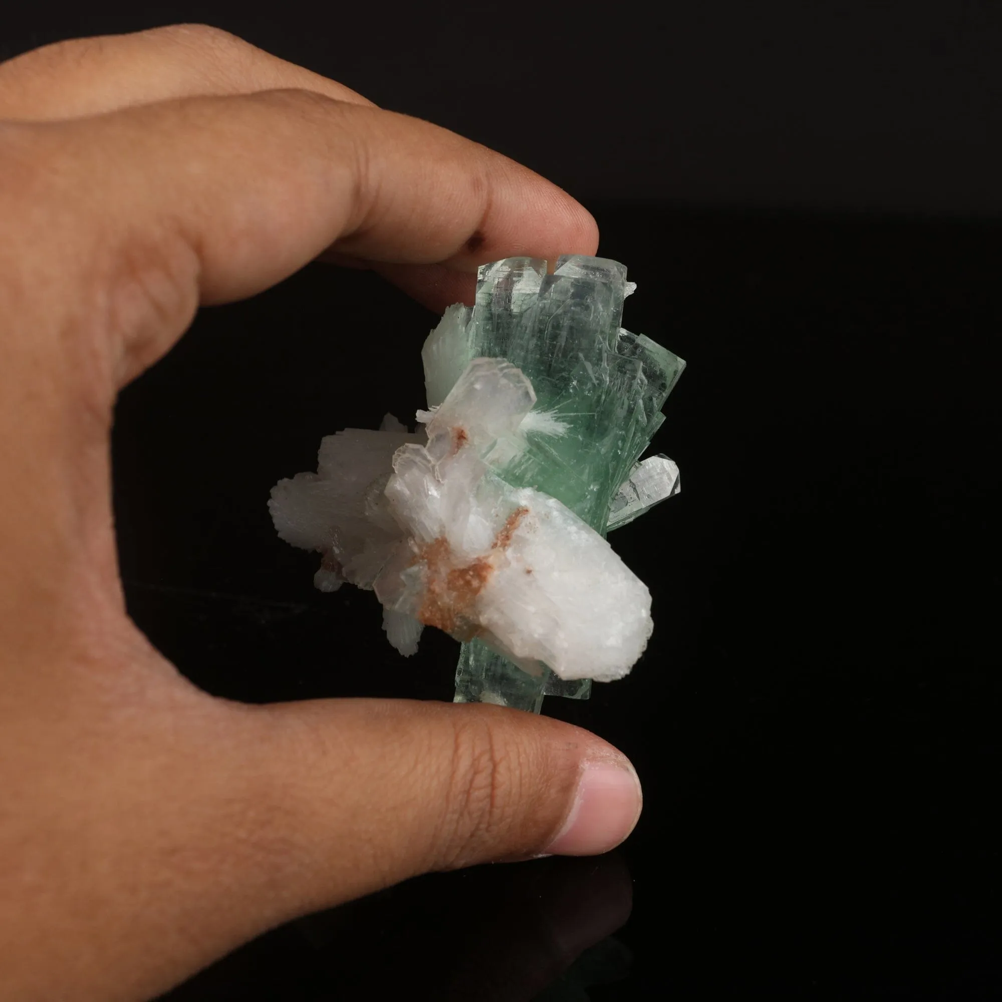 Green Apophyllite with Stilbite Natural Mineral Specimen - image 4