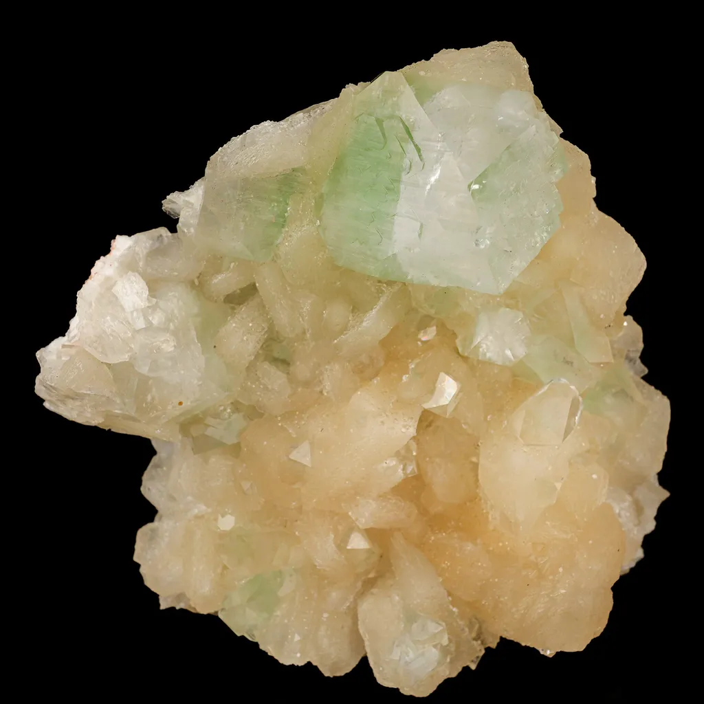 Green Apophyllite with Stilbite Natural Mineral Specimen image