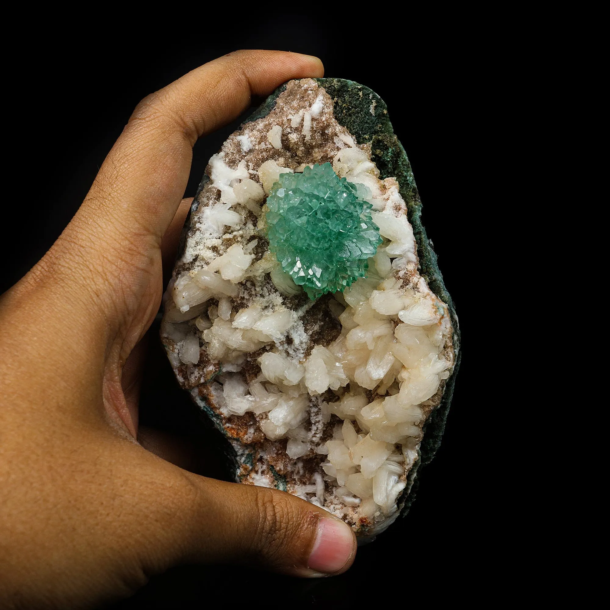 Green Apophyllite with Stilbite Natural Mineral Specimen - image 4