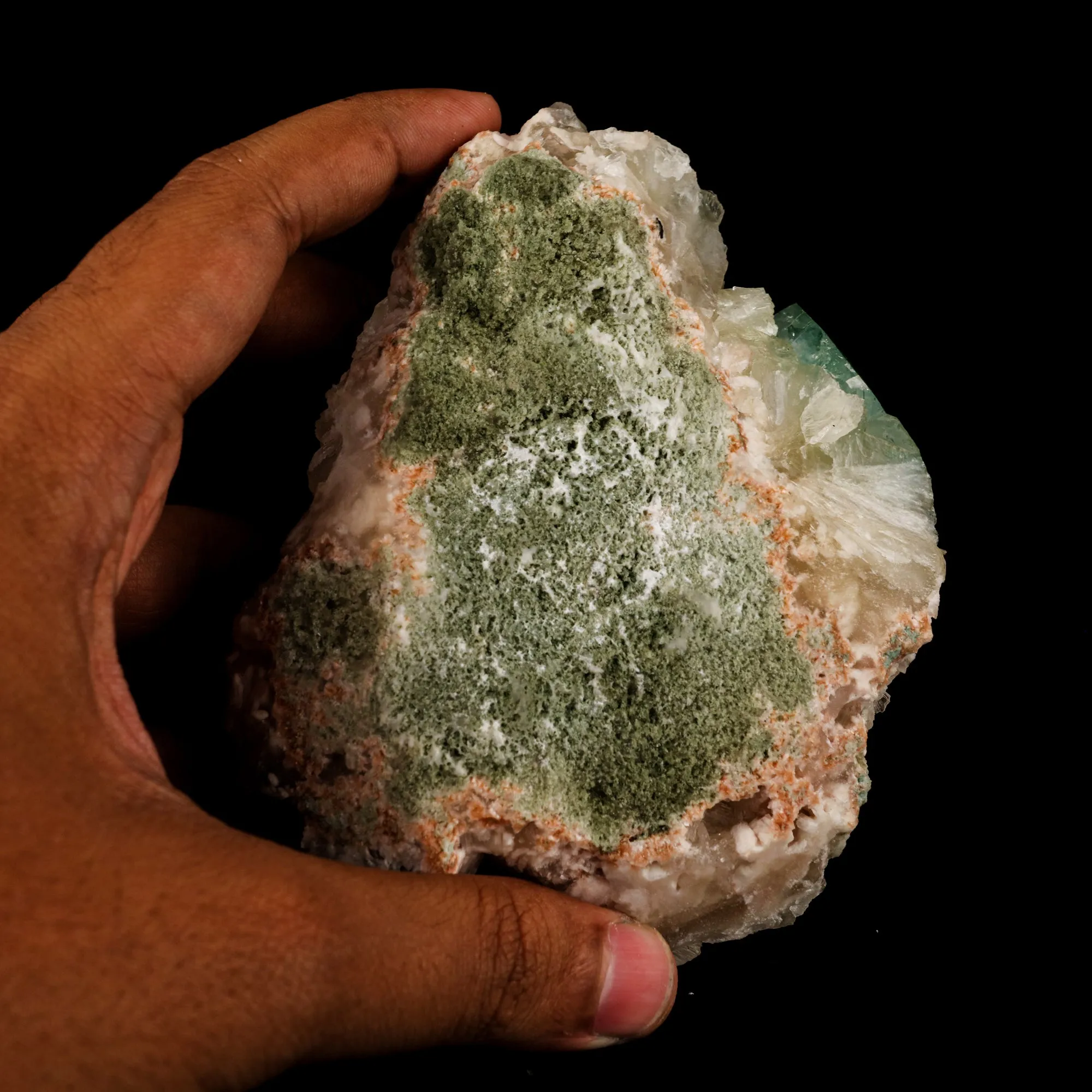 Green Apophyllite with Stilbite Natural Mineral Specimen - image 5
