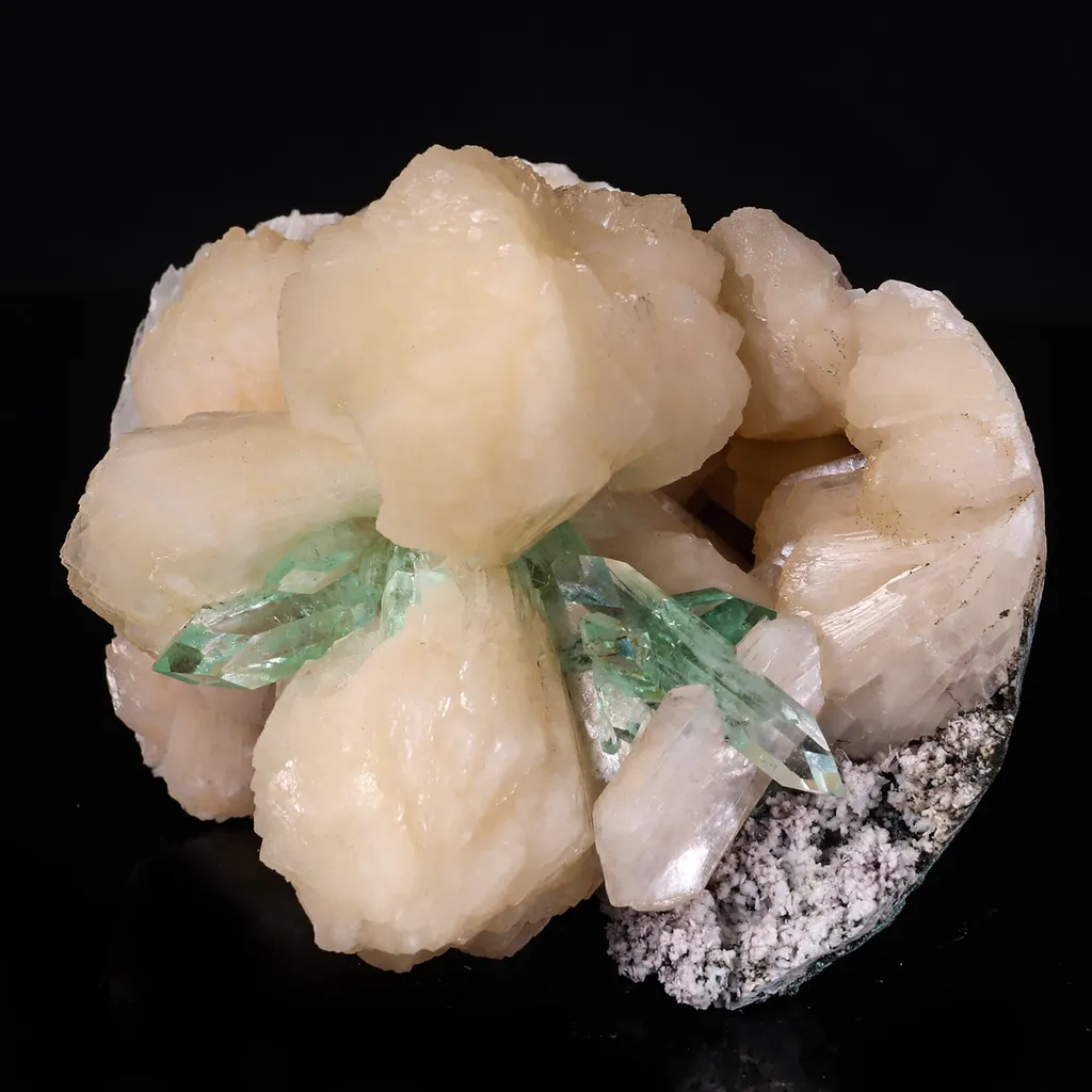 Green Apophyllite with Stilbite Natural Mineral Specimen - image 5