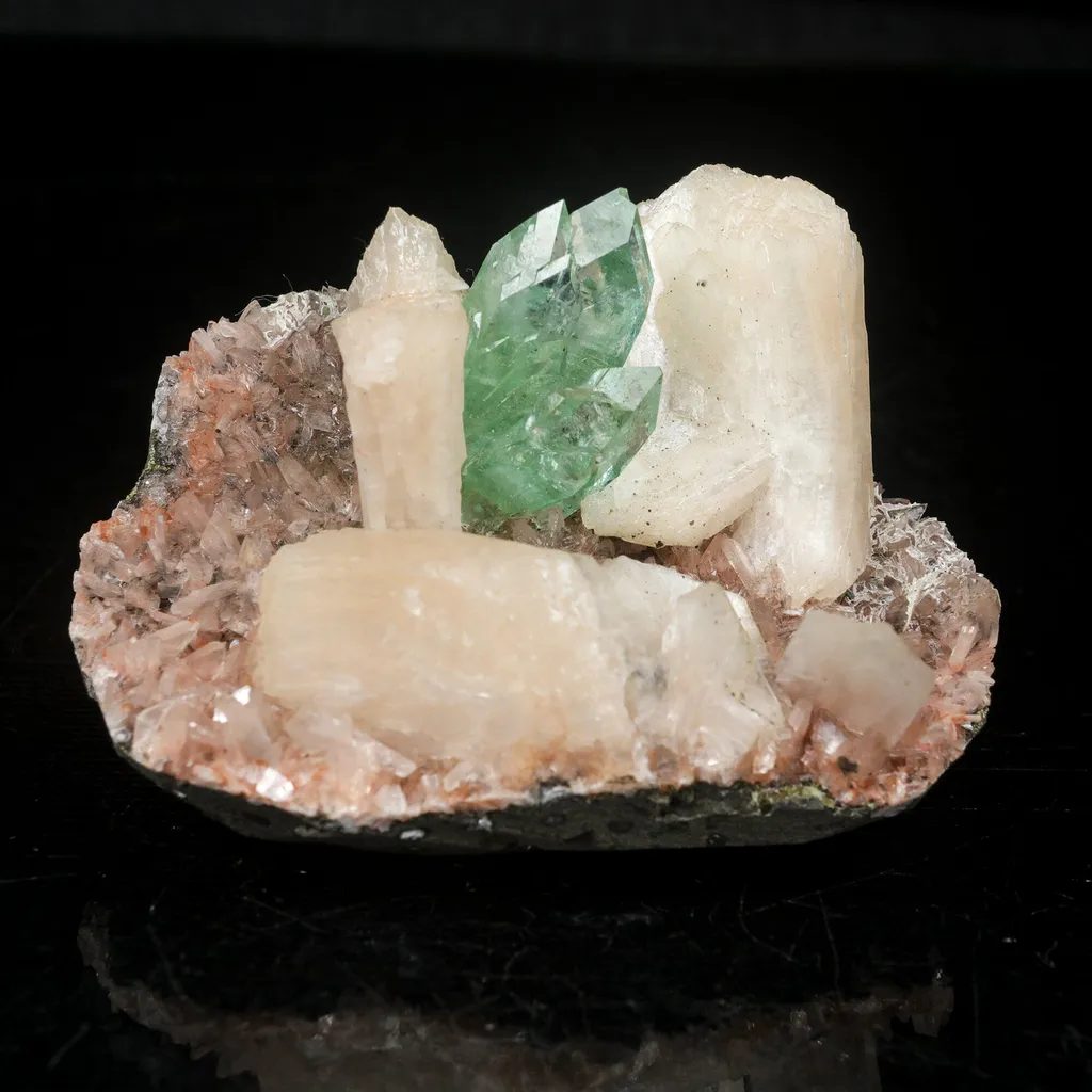 Green Apophyllite With Stilbite Natural Mineral Specimen image