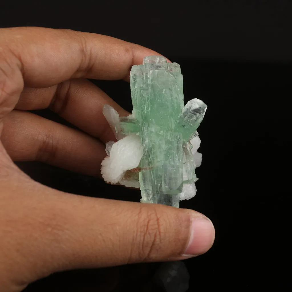 Green Apophyllite with Stilbite Natural Mineral Specimen - image 6