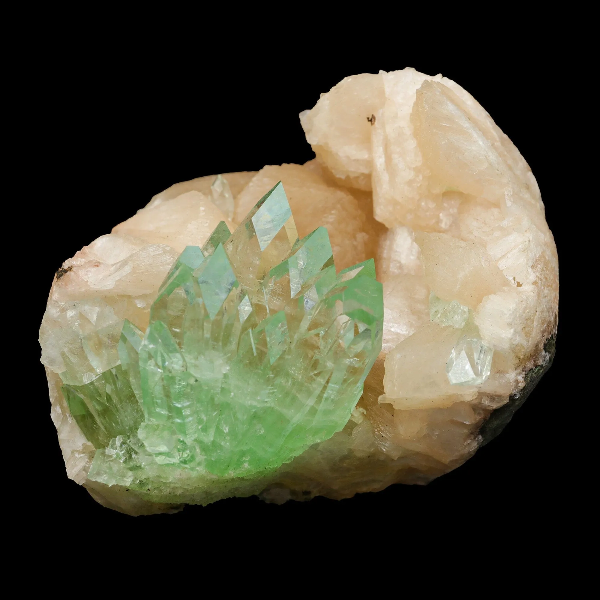 Green Apophyllite With Stilbite Natural Mineral Specimen - image 3