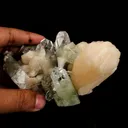 Green Apophyllite with Stilbite Natural Mineral Specimen - image 5