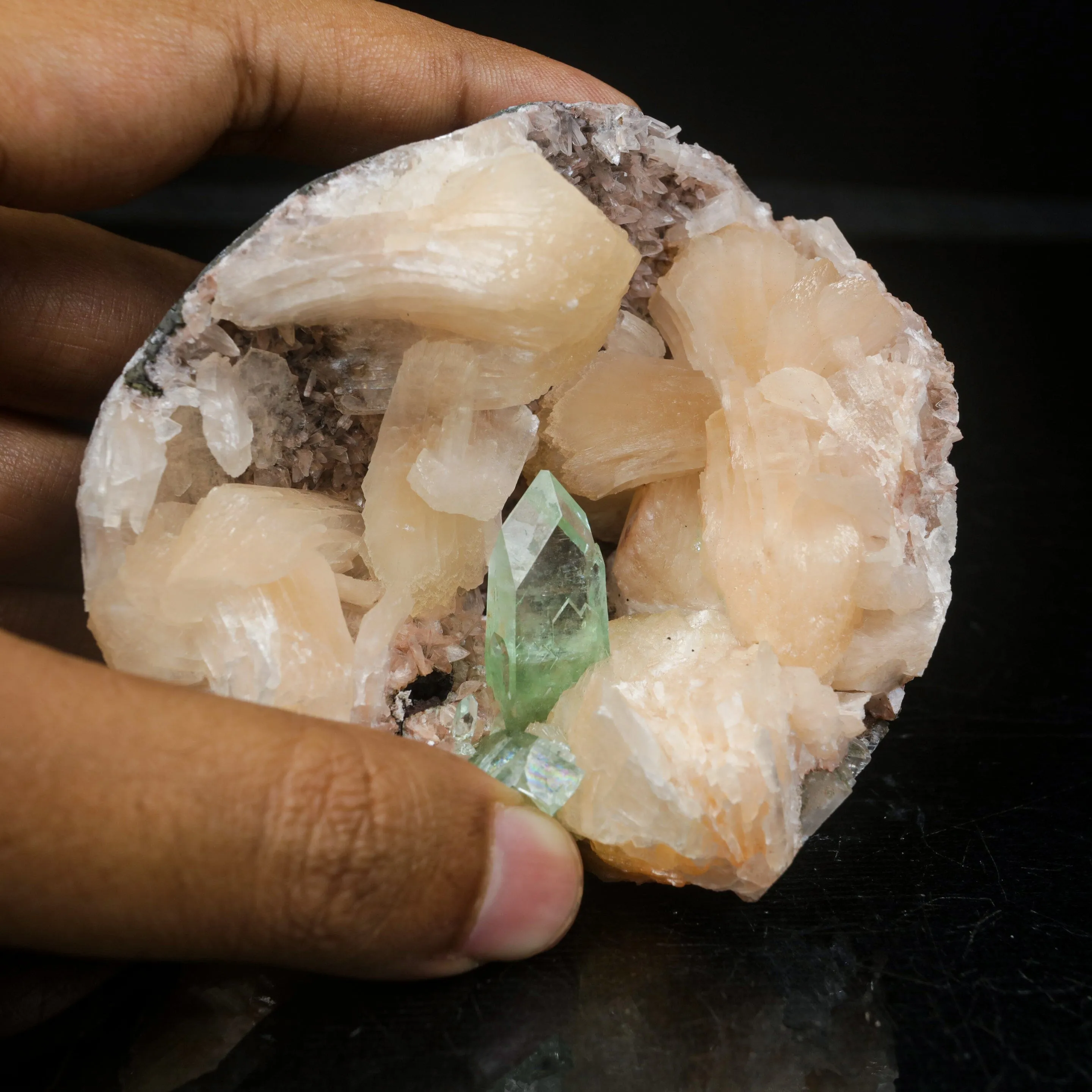 Green Apophyllite With Stilbite Natural Mineral Specimen - image 4