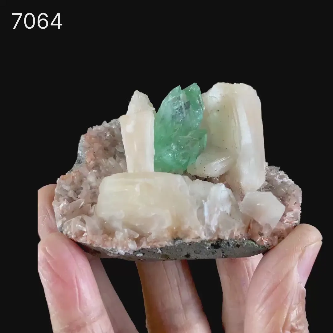 Green Apophyllite With Stilbite Natural Mineral Specimen - image 5