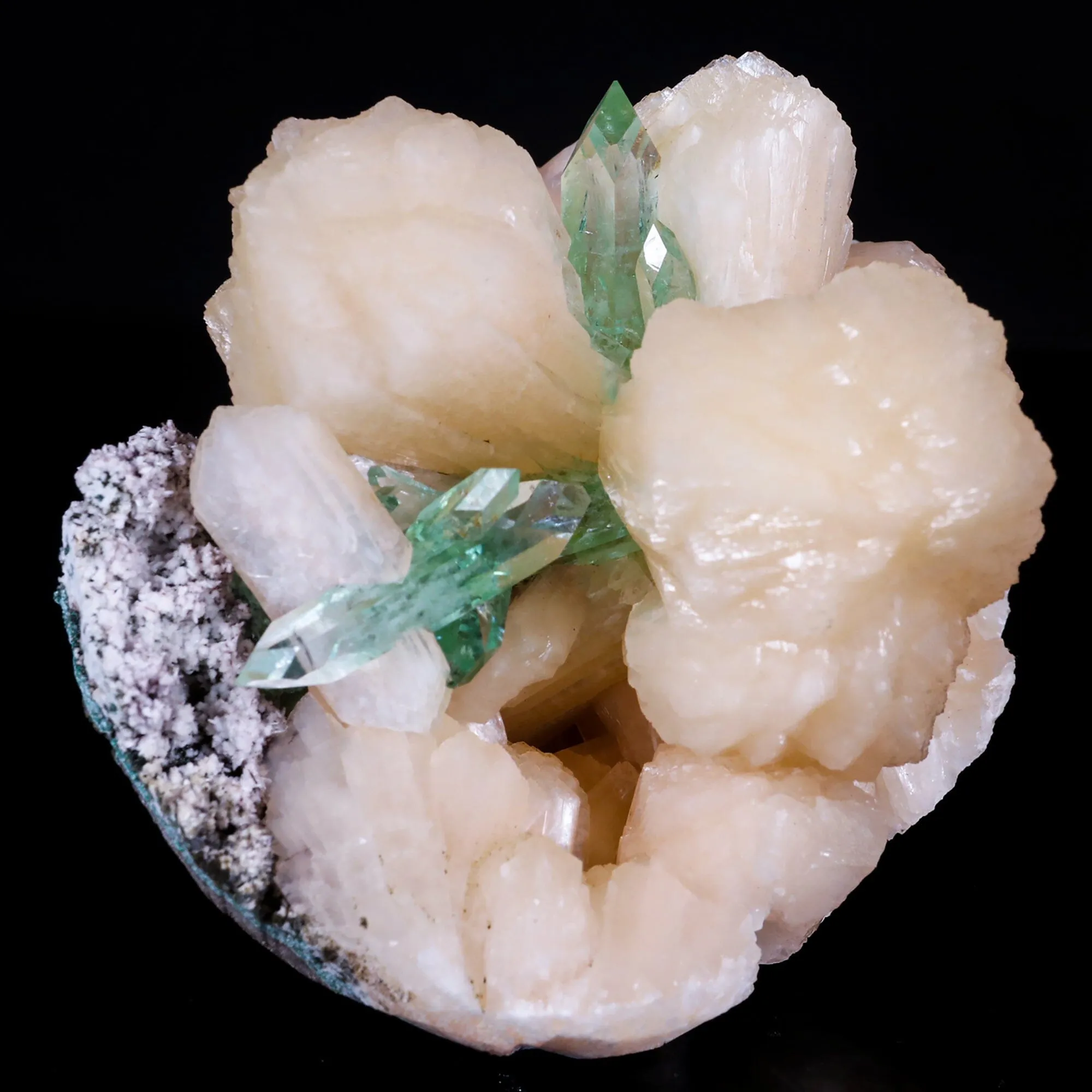Green Apophyllite with Stilbite Natural Mineral Specimen - image 3