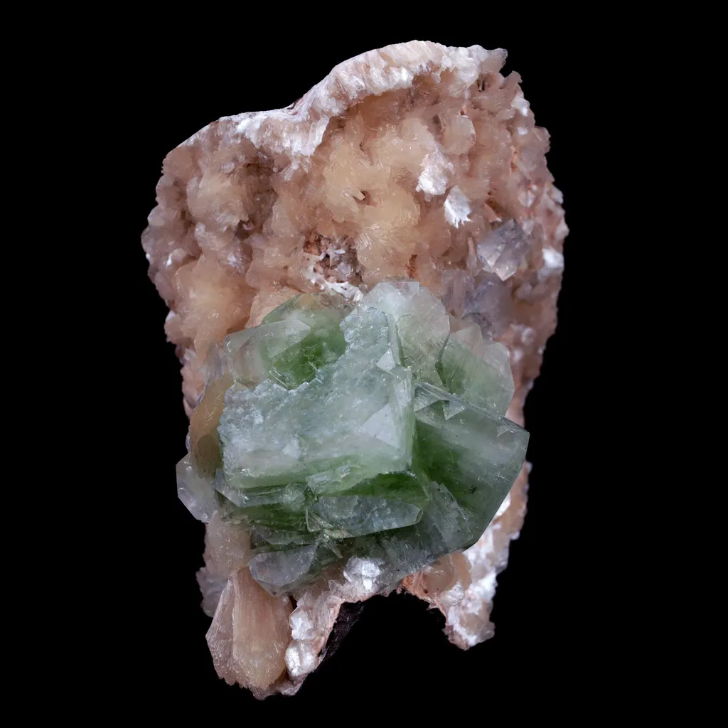 Green Apophyllite With Stilbite Natural Mineral Specimen image