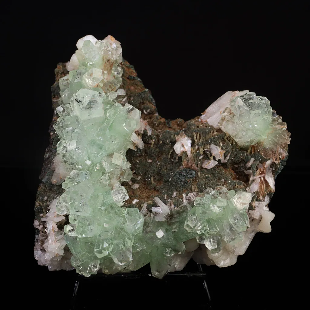 Green Apophyllite with Stilbite Natural Mineral Specimen image