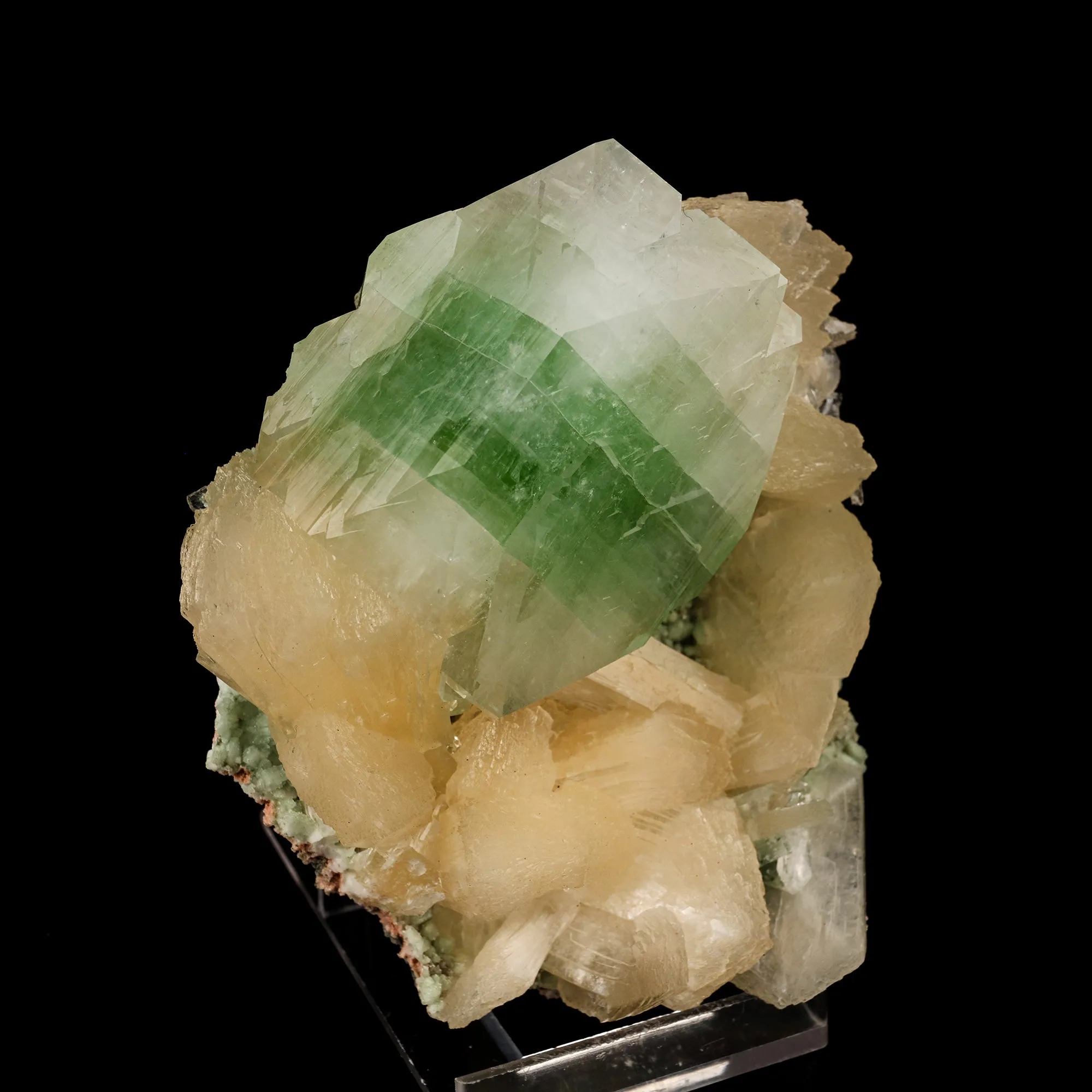 Green Apophyllite with Stilbite Natural Mineral Specimen - image 3